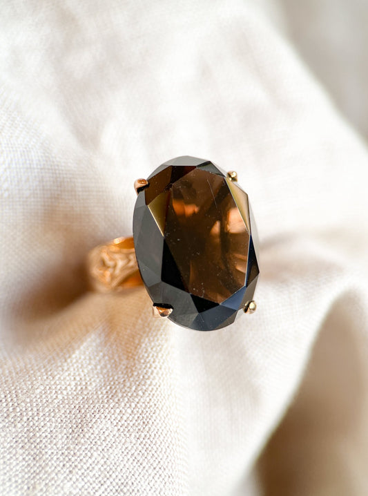 Art Deco Quartz Gemstone Ring in 18k Gold