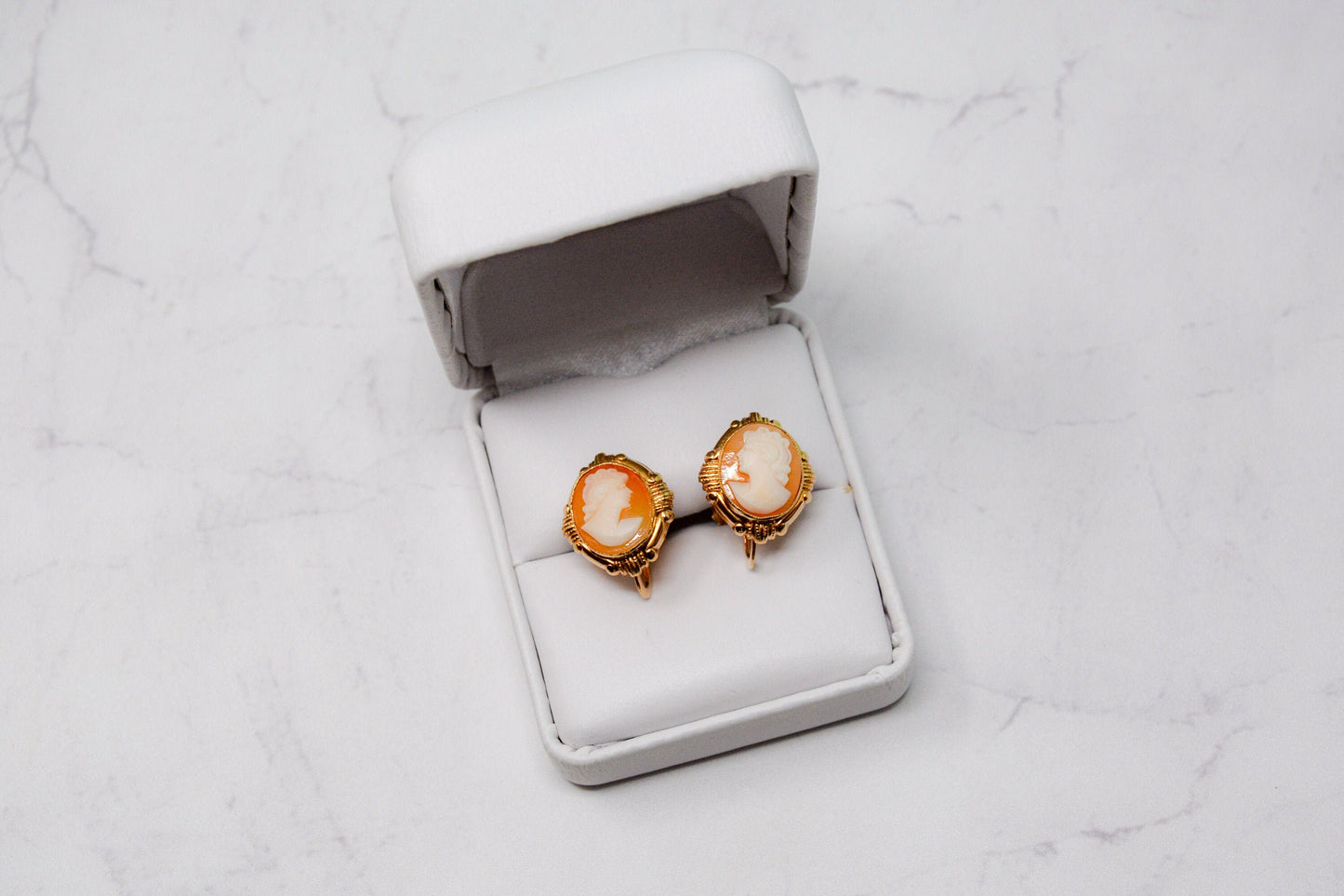 Vintage Clip On Cameo Earrings in 14k Gold, Antique Jewelry from the 1920s - Timeless, Sustainable, @JewelryOnRepeat