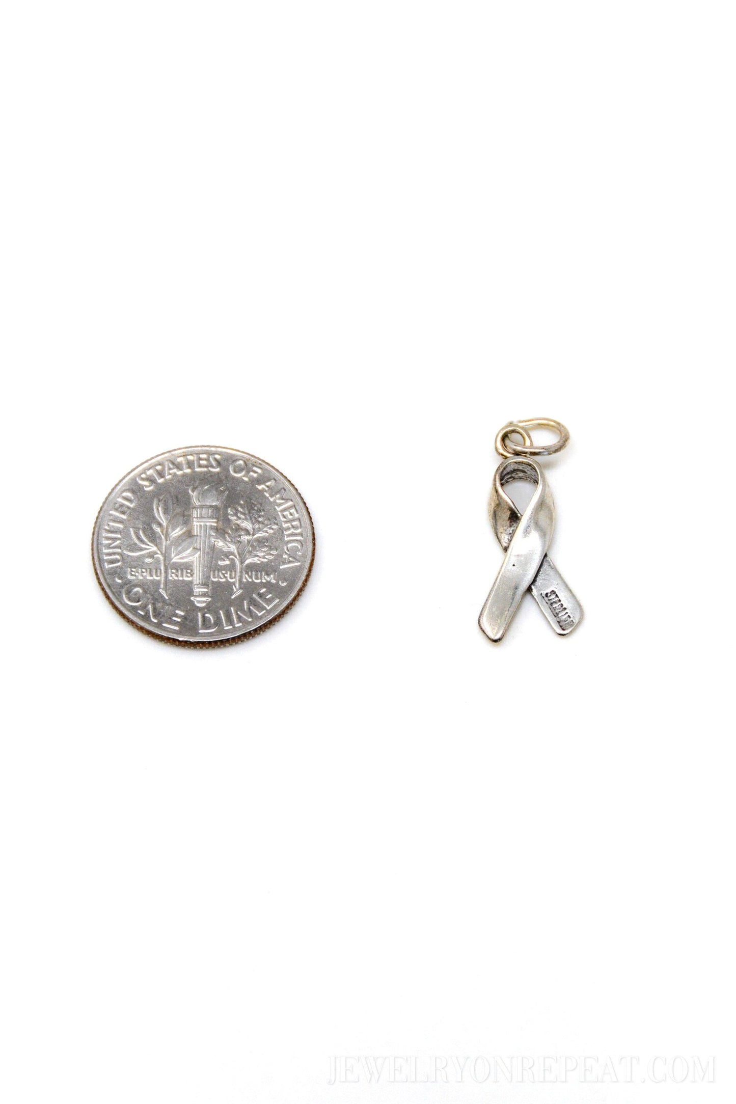 Awareness Ribbon Charm Pendant in Solid Sterling Silver