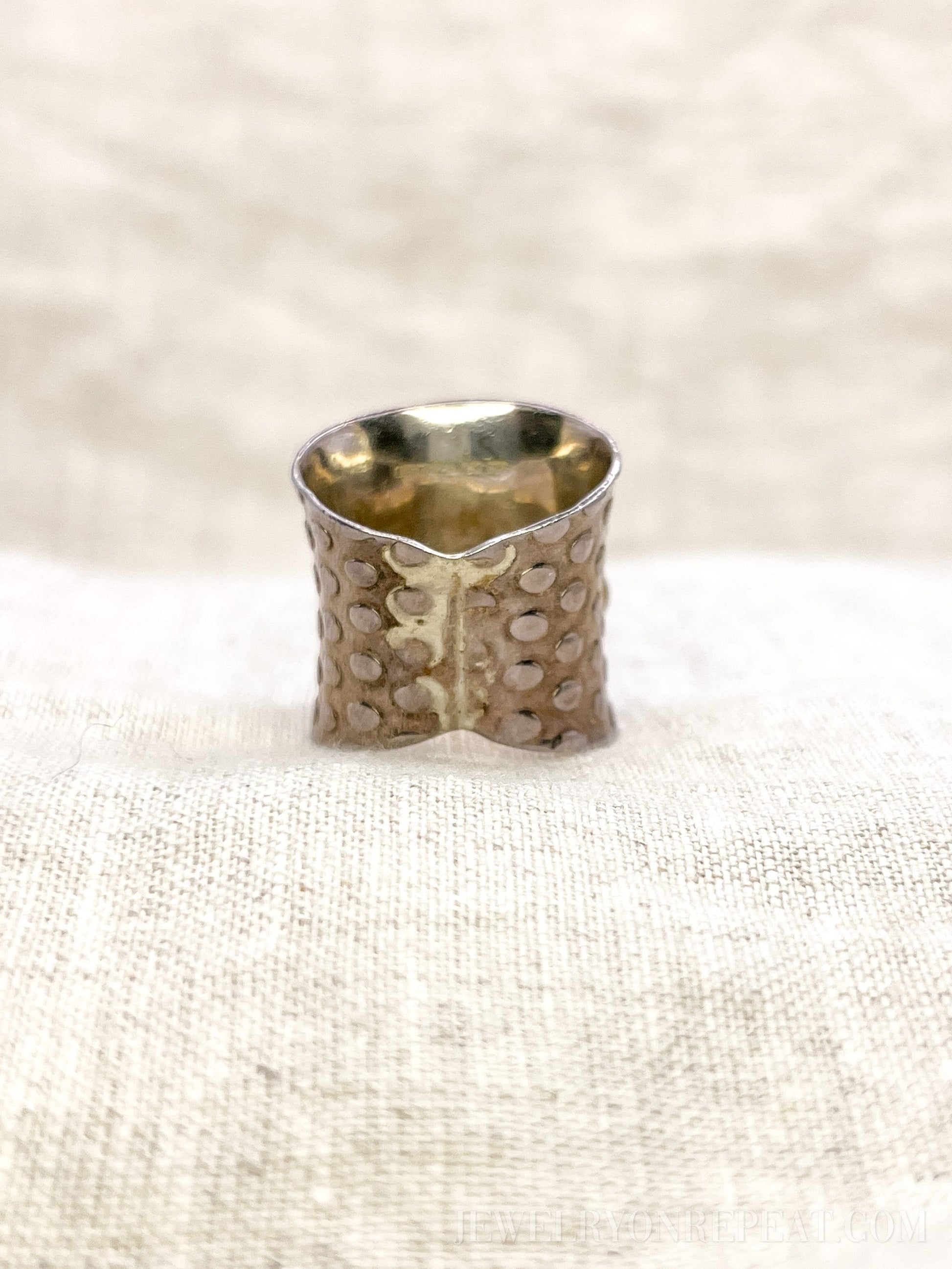 Vintage Opal Boho Floral Gemstone Cigar Band Ring in Sterling Silver