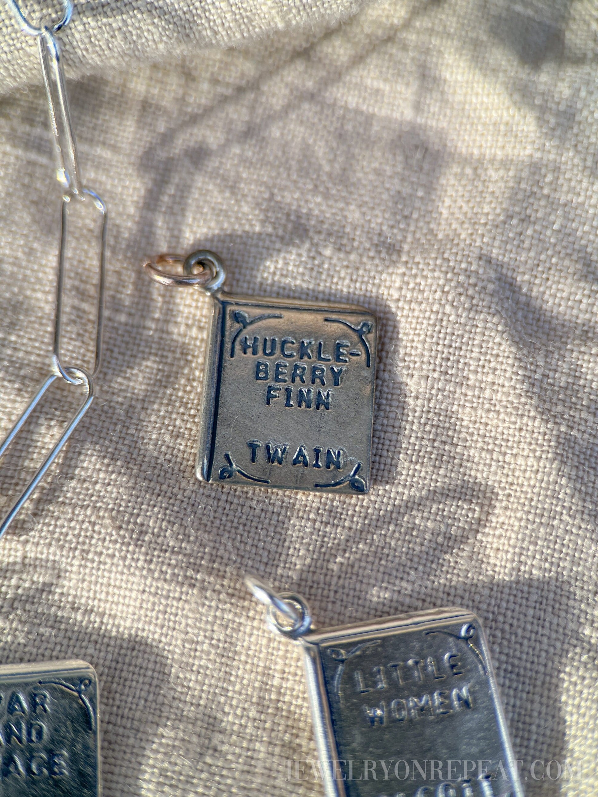 Huckleberry Finn Book Charm Pendant in Solid Sterling Silver