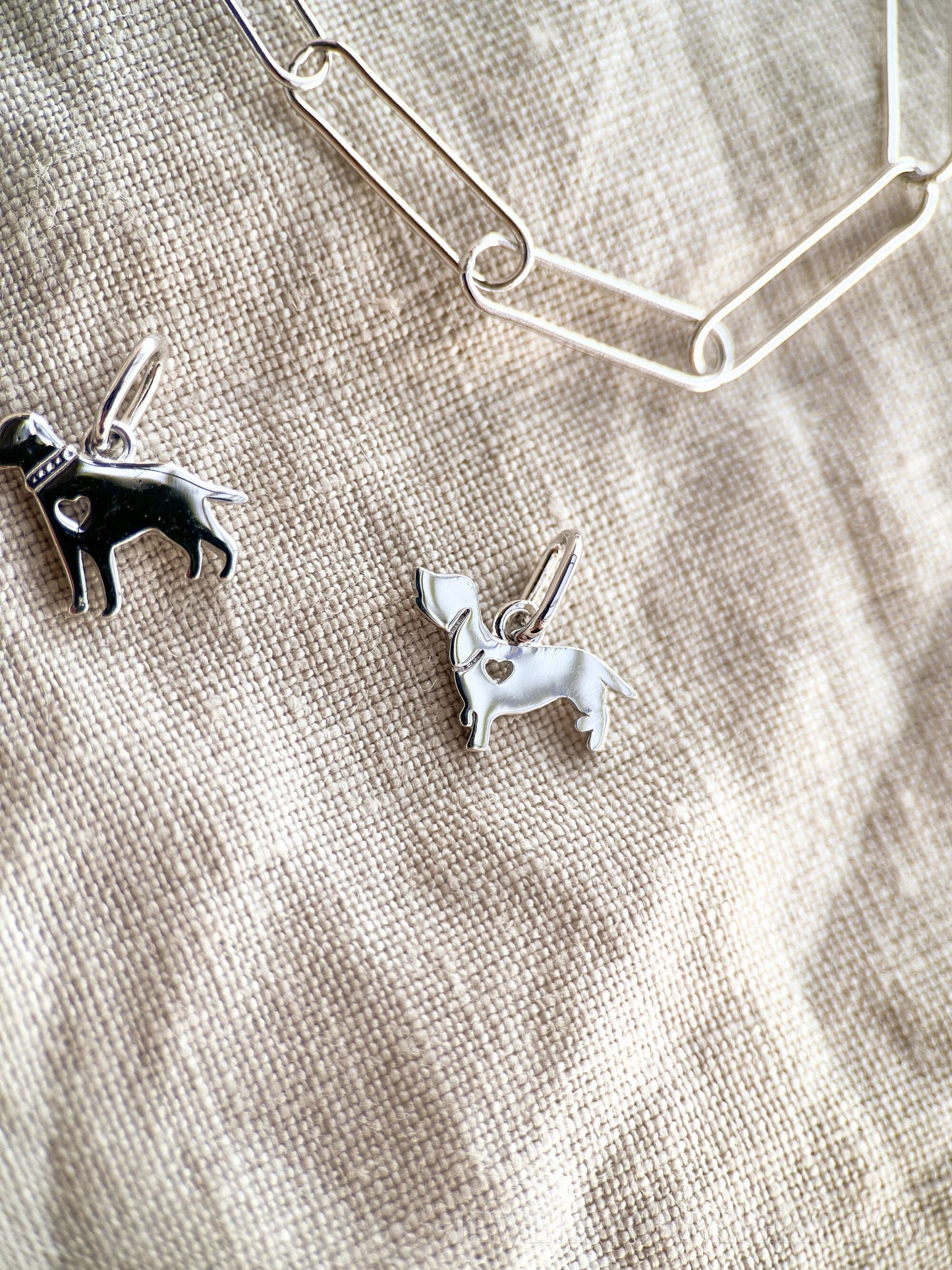 Little Dog Charm Pendant in Solid Sterling Silver