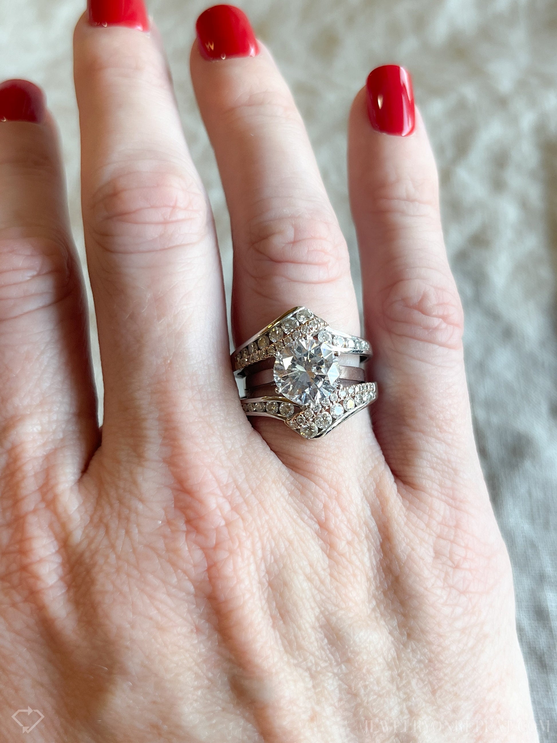 Vintage Diamond Ring Guard in 14k White and Rose Gold
