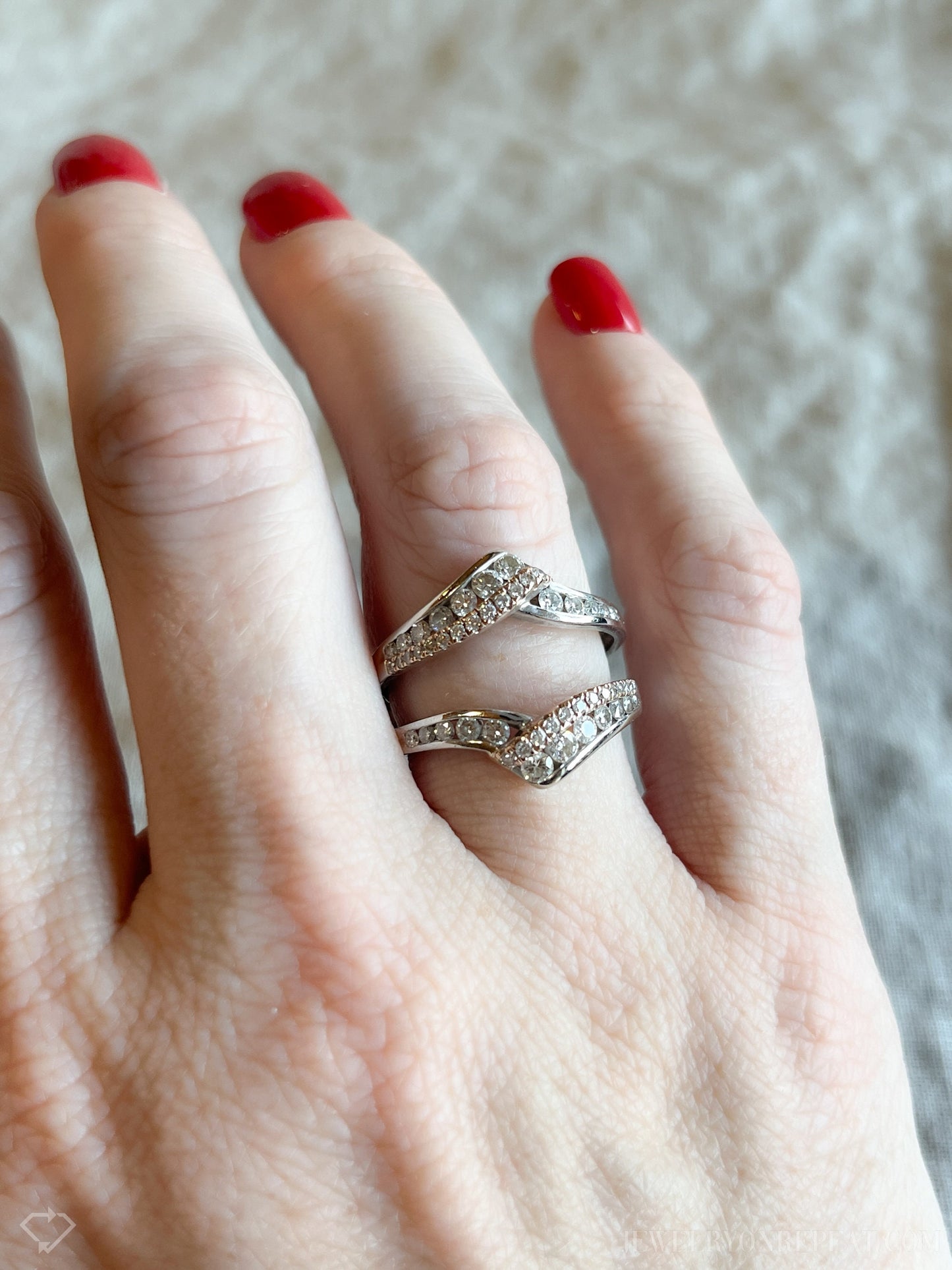 Vintage Diamond Ring Guard in 14k White and Rose Gold