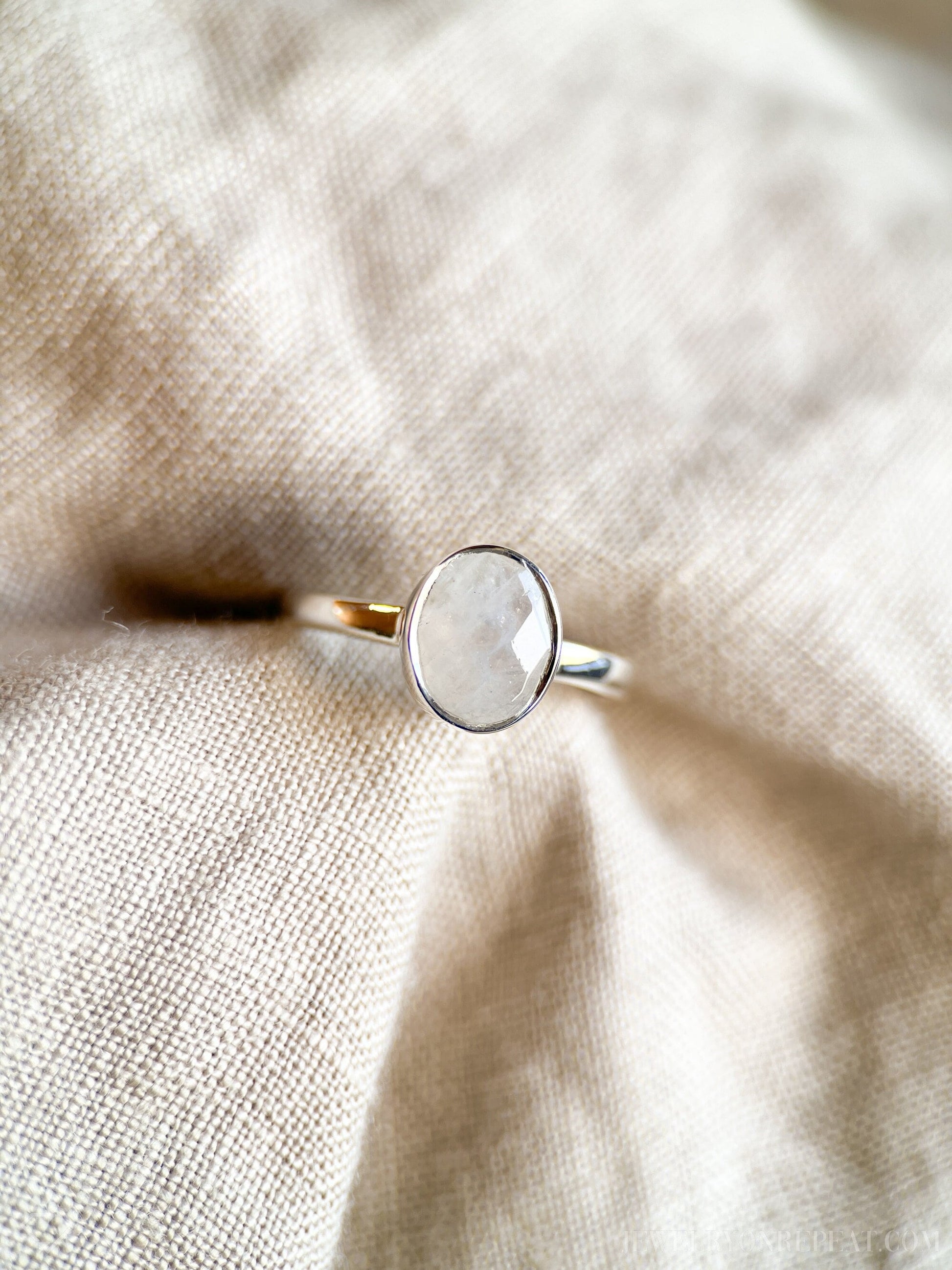 Moonstone Gemstone Ring in Sterling Silver - Timeless
