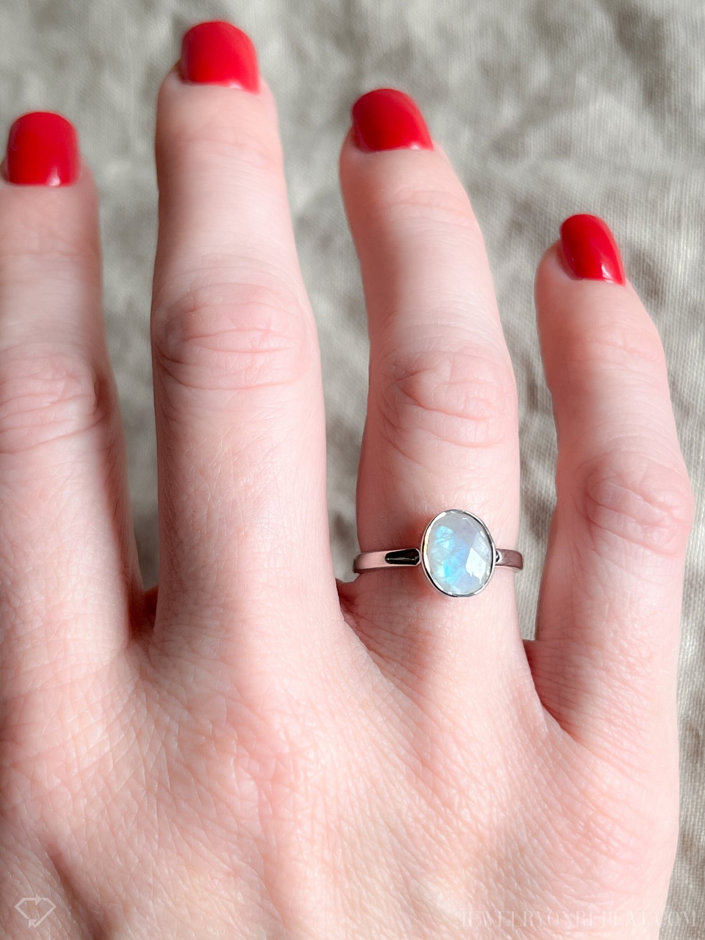 Moonstone Gemstone Ring in Sterling Silver - Timeless