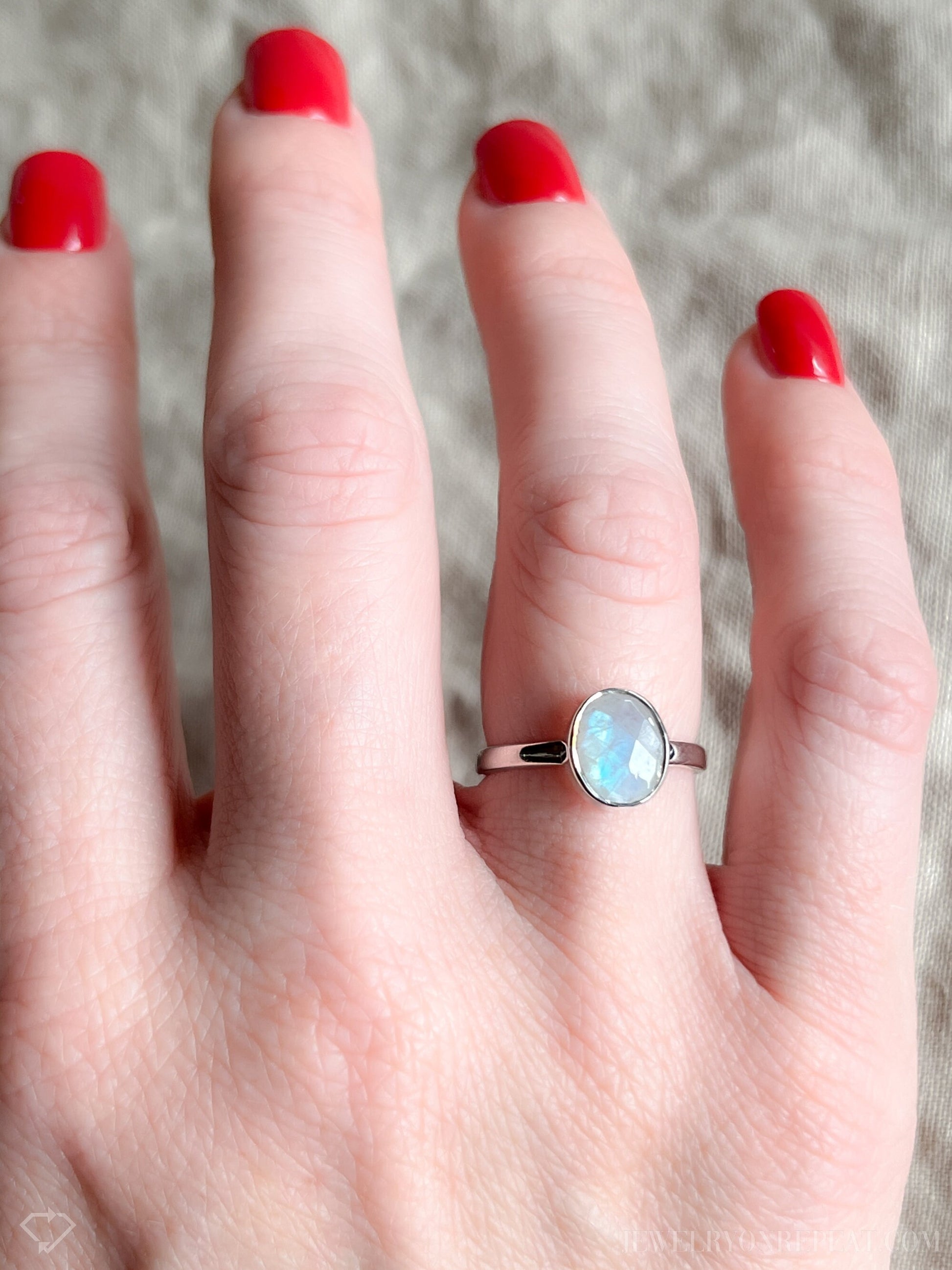 Moonstone Gemstone Ring in Sterling Silver - Timeless