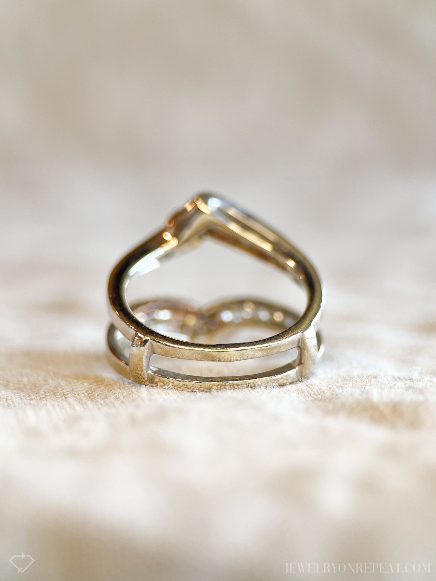 Vintage Diamond Ring Guard in 14k White and Rose Gold