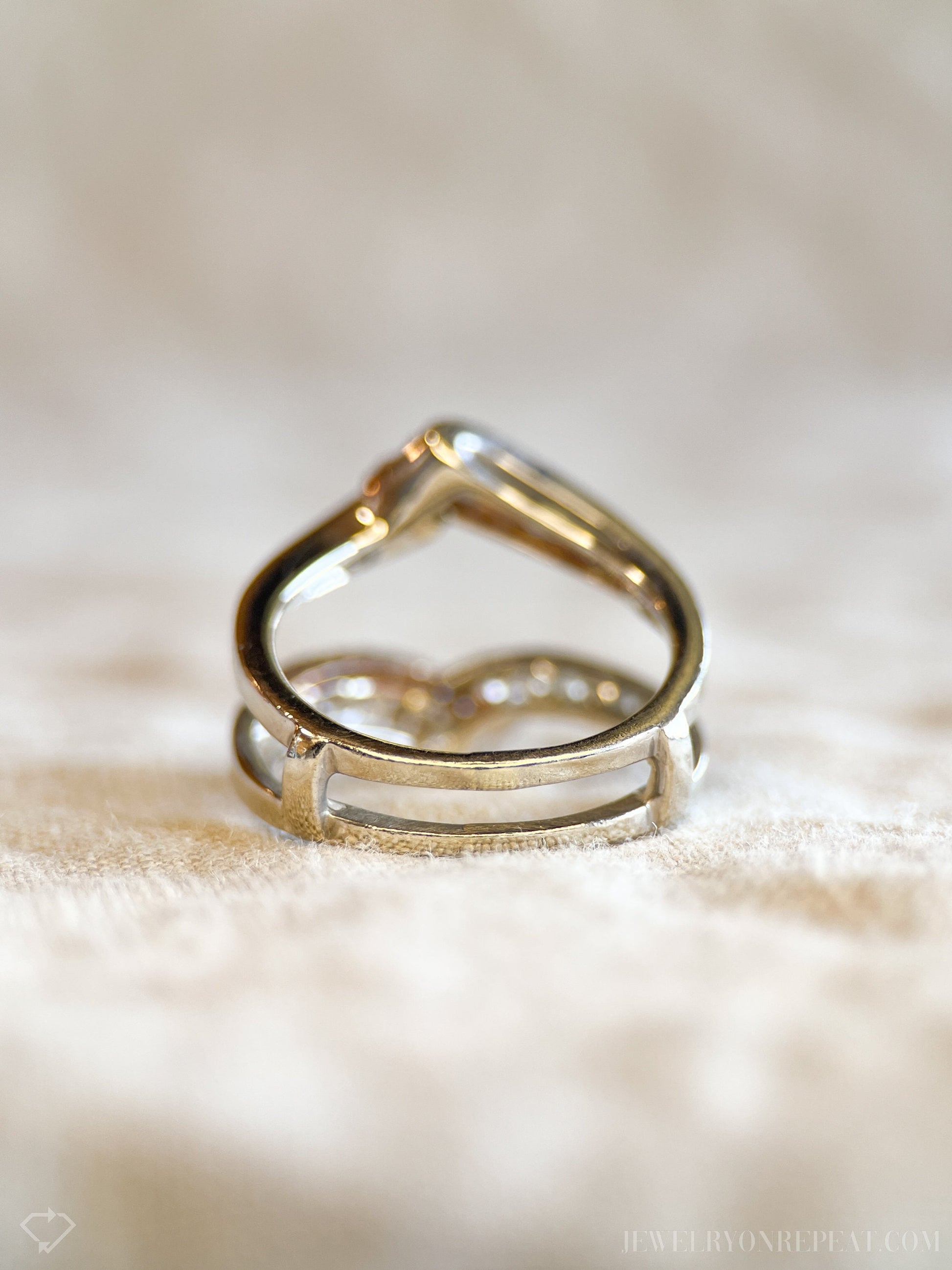Vintage Diamond Ring Guard in 14k White and Rose Gold