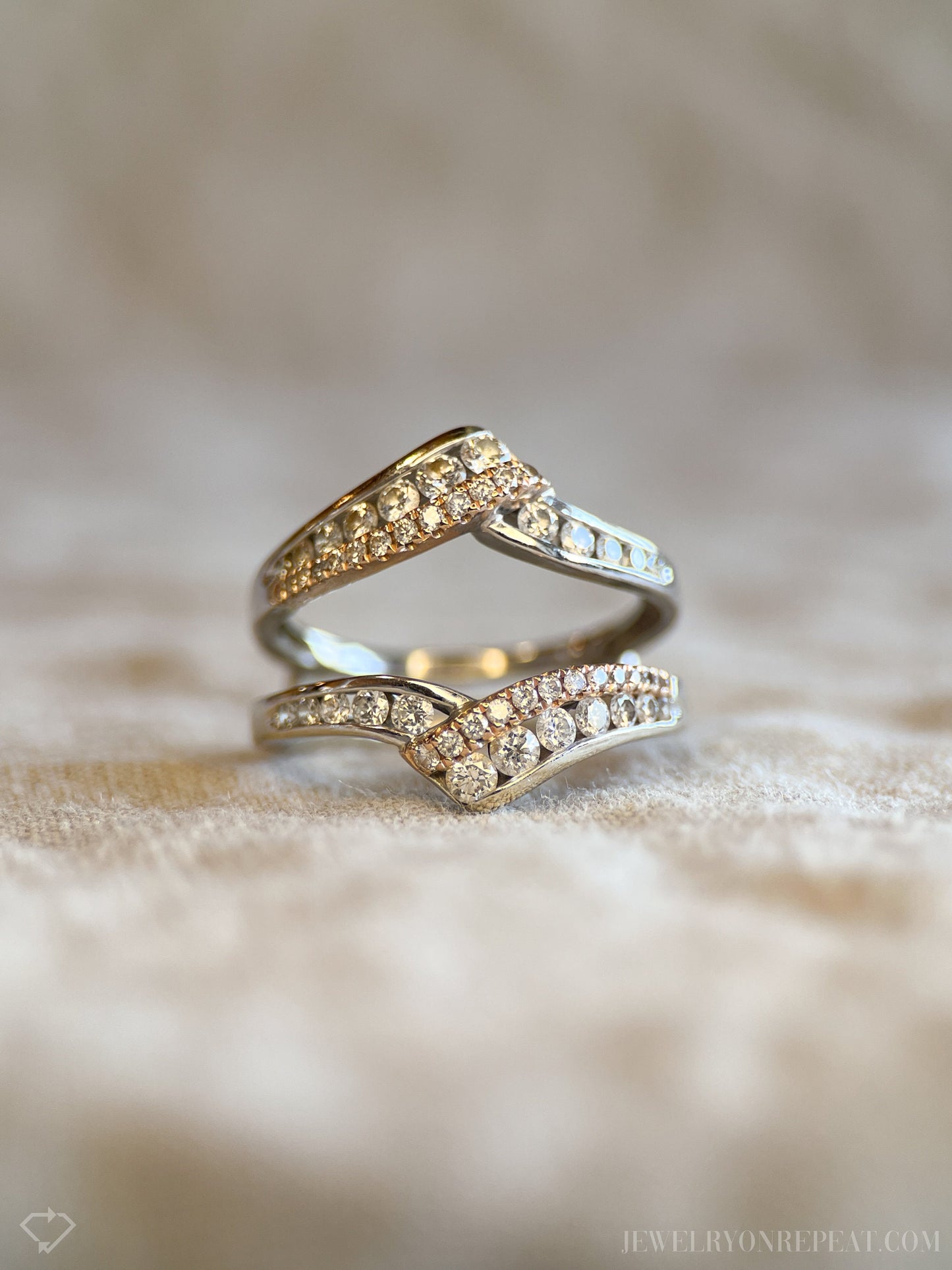 Vintage Diamond Ring Guard in 14k White and Rose Gold