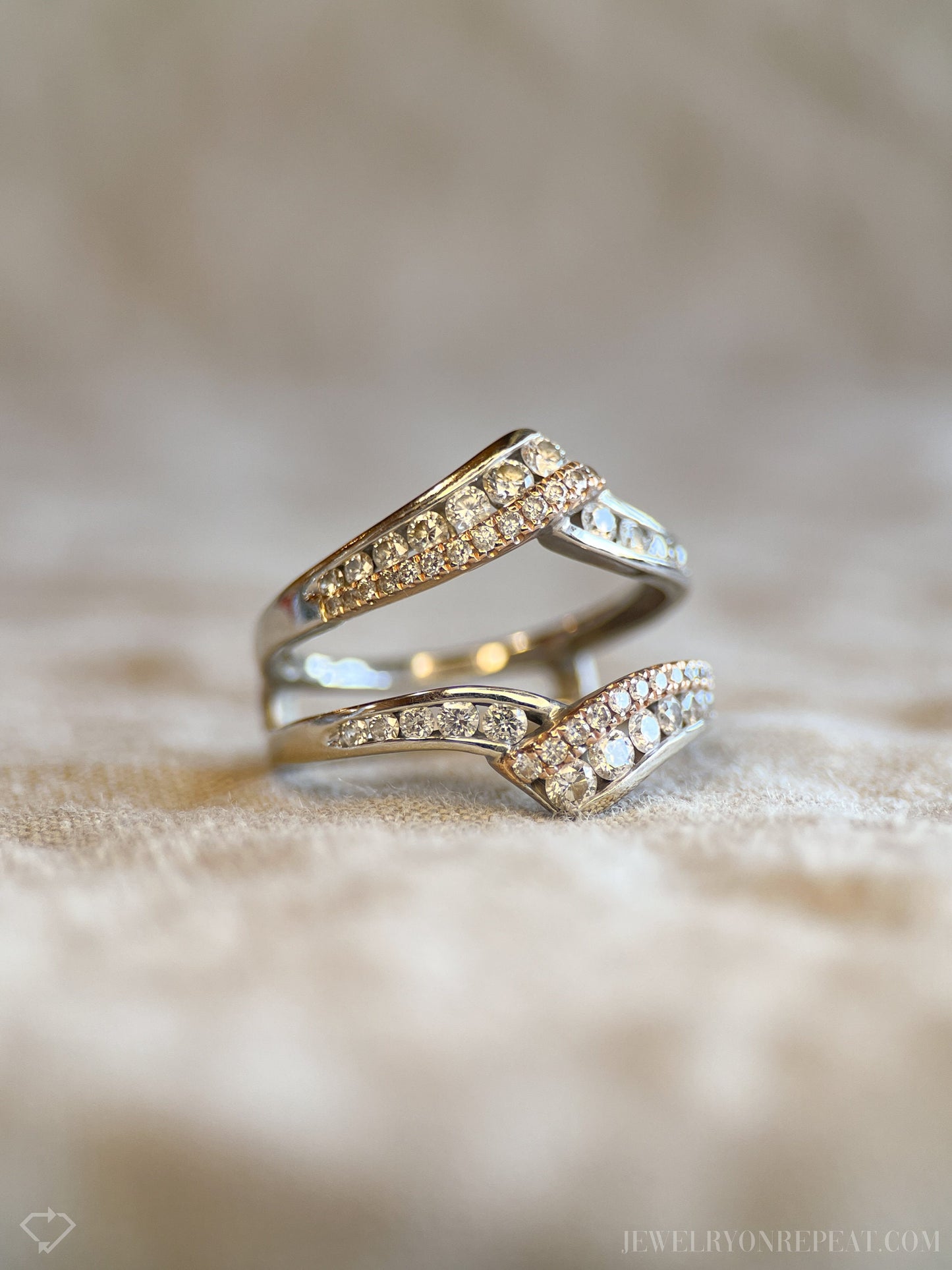 Vintage Diamond Ring Guard in 14k White and Rose Gold
