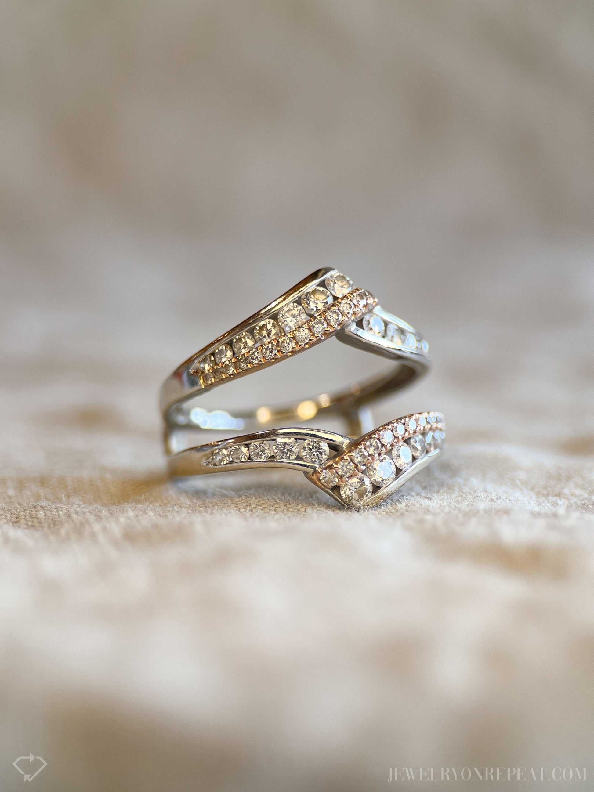 Vintage Diamond Ring Guard in 14k White and Rose Gold