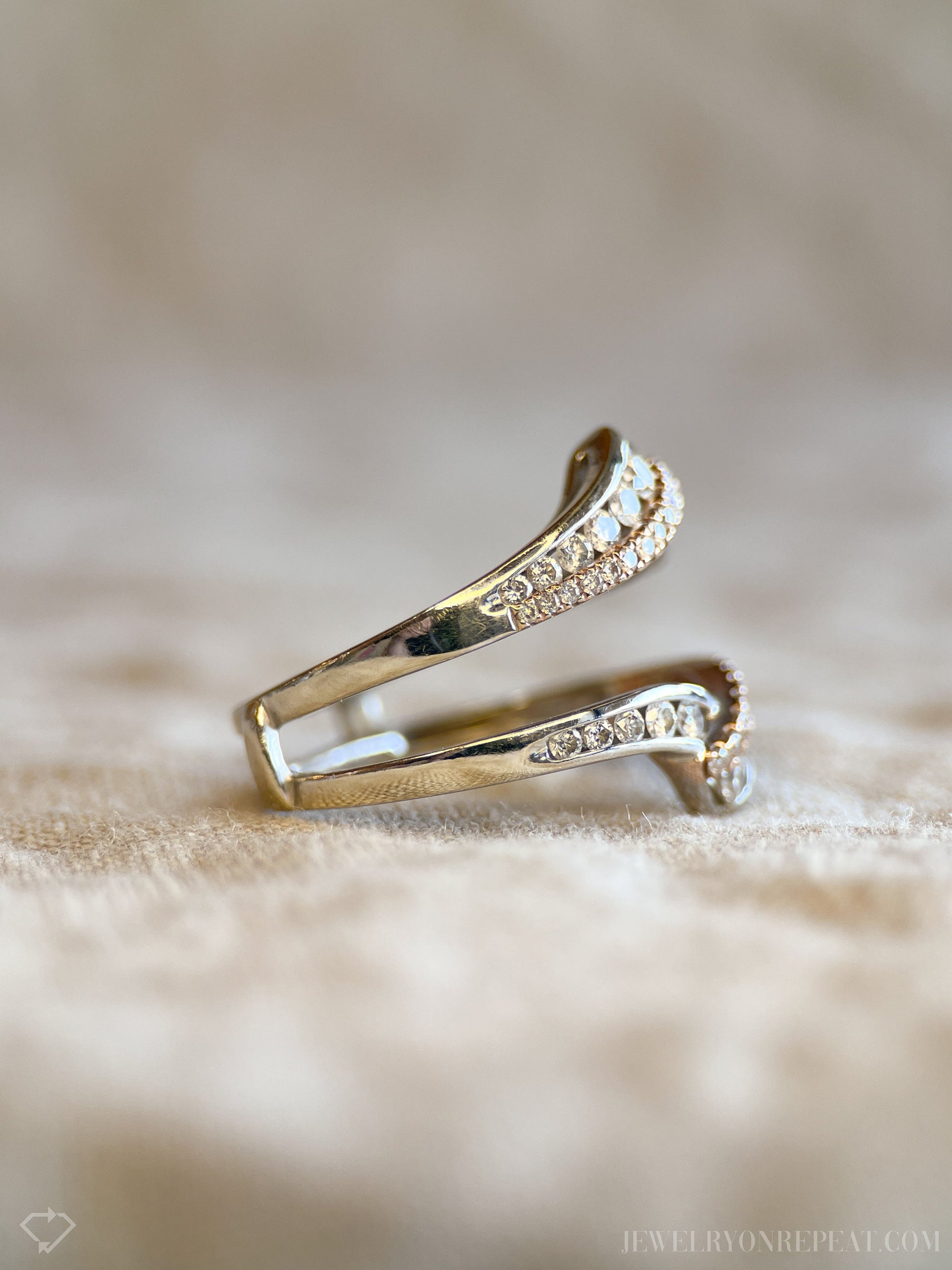 Vintage Diamond Ring Guard in 14k White and Rose Gold