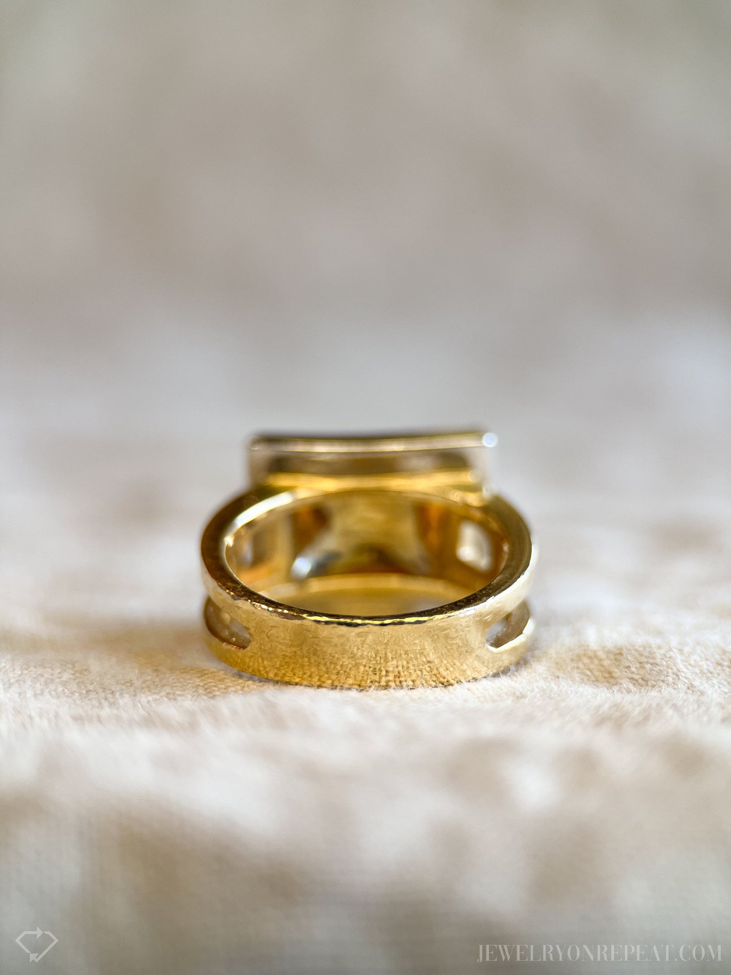 Vintage Citrine and Diamond Geometric Pyramid Halo Ring in 14k Gold