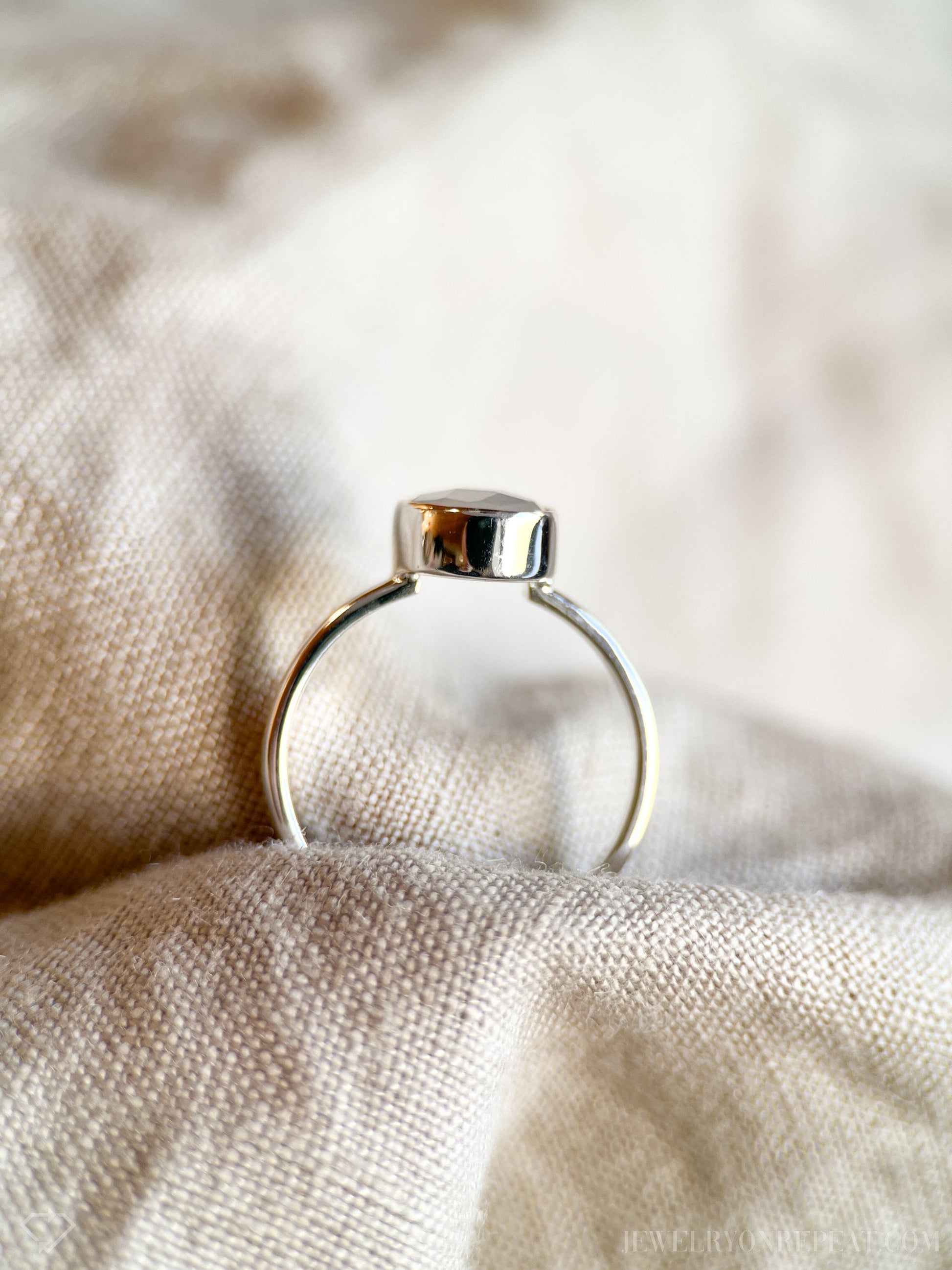 Moonstone Gemstone Ring in Sterling Silver - Timeless