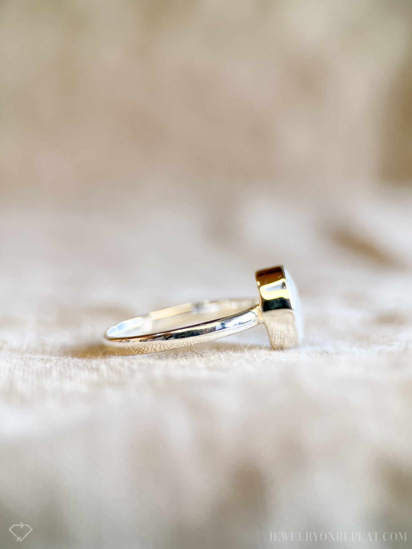Moonstone Gemstone Ring in Sterling Silver - Timeless