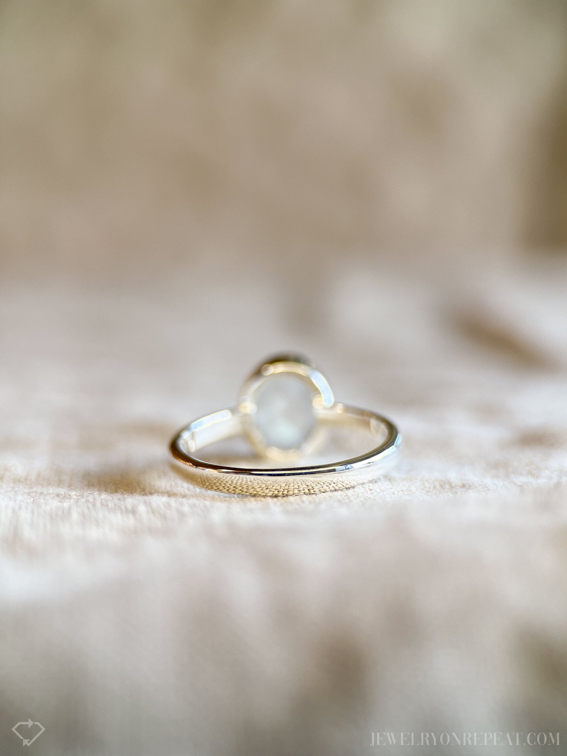 Moonstone Gemstone Ring in Sterling Silver - Timeless