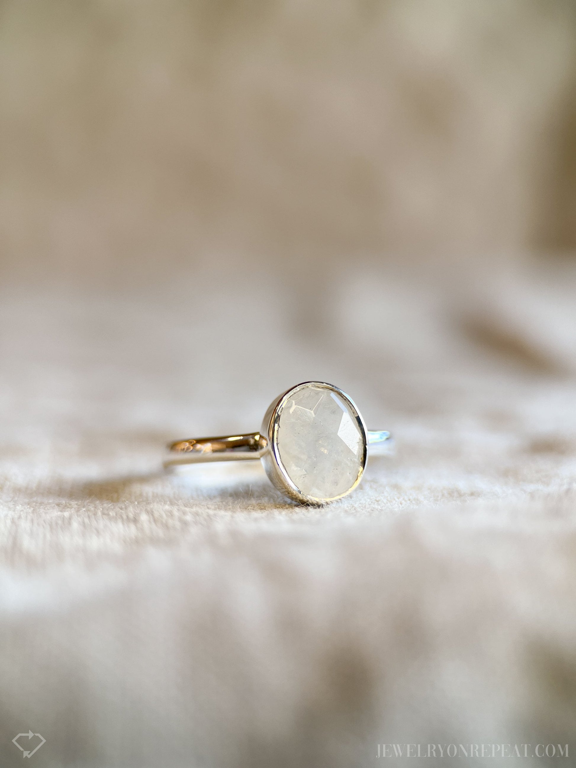Moonstone Gemstone Ring in Sterling Silver - Timeless