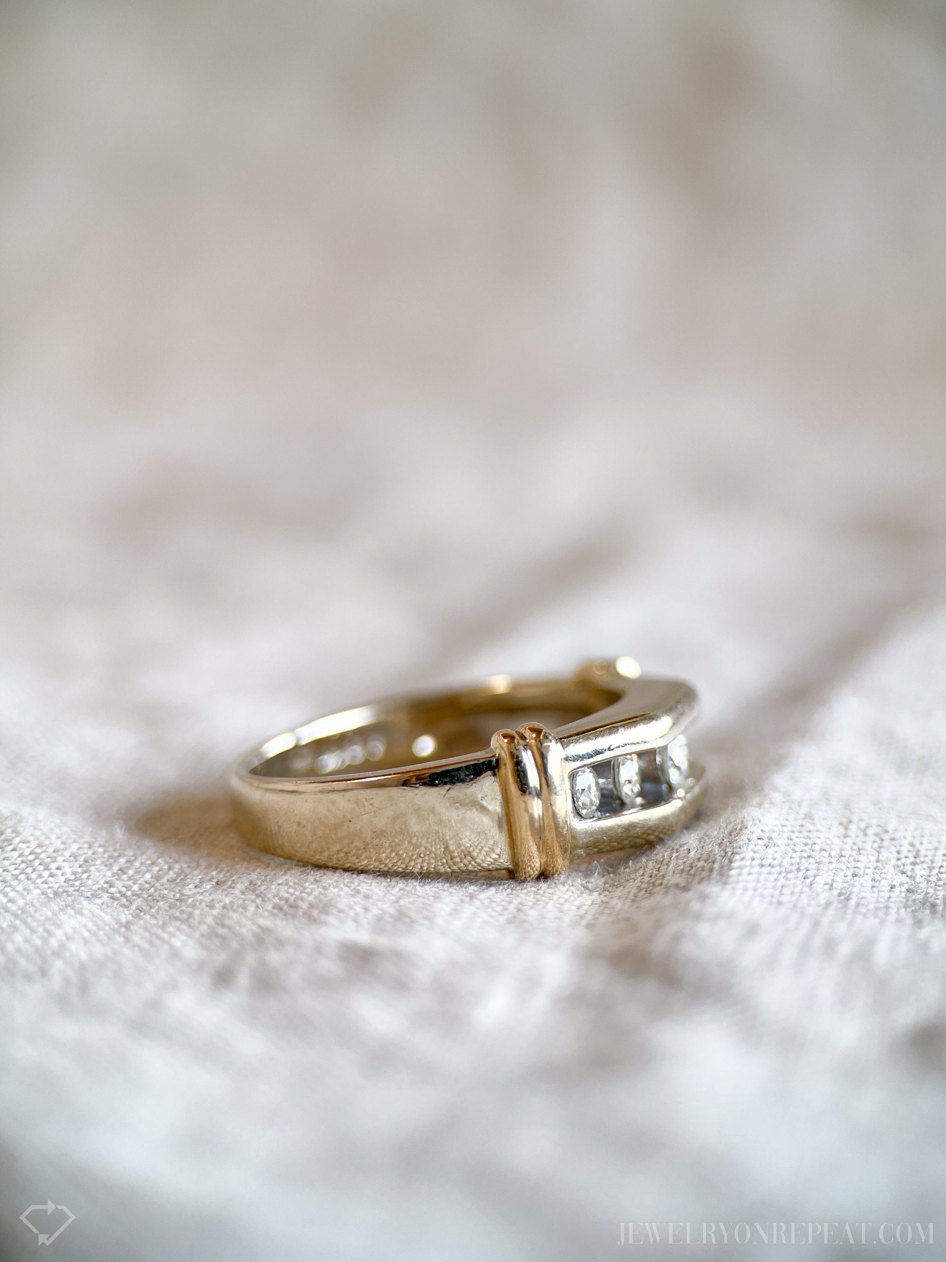 Vintage Men's Diamond Wedding Band in 14k White Gold