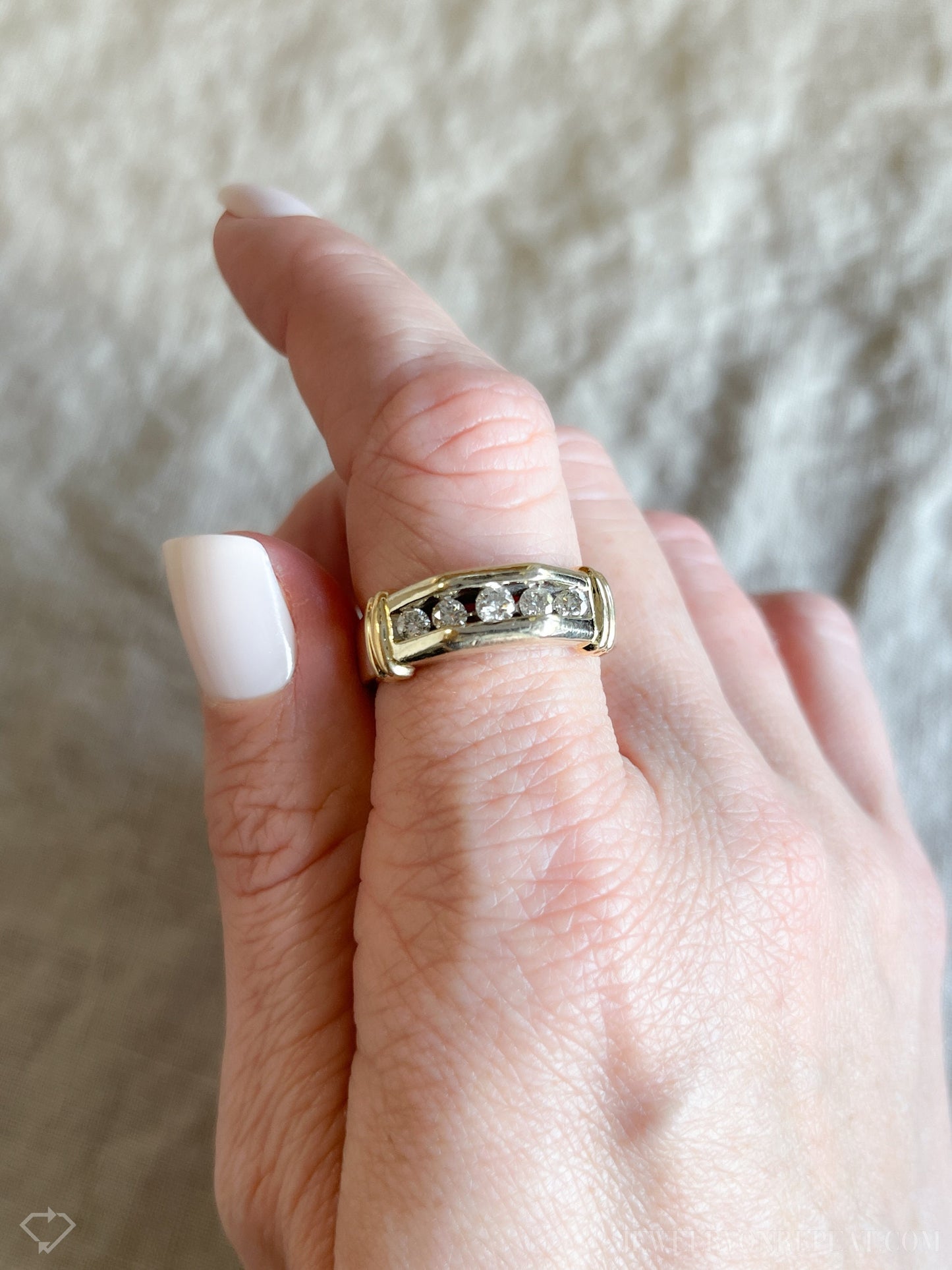 Vintage Men's Diamond Wedding Band in 14k White Gold