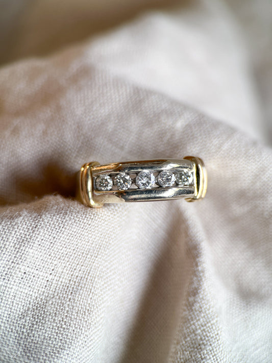 Vintage Men's Diamond Wedding Band in 14k White Gold