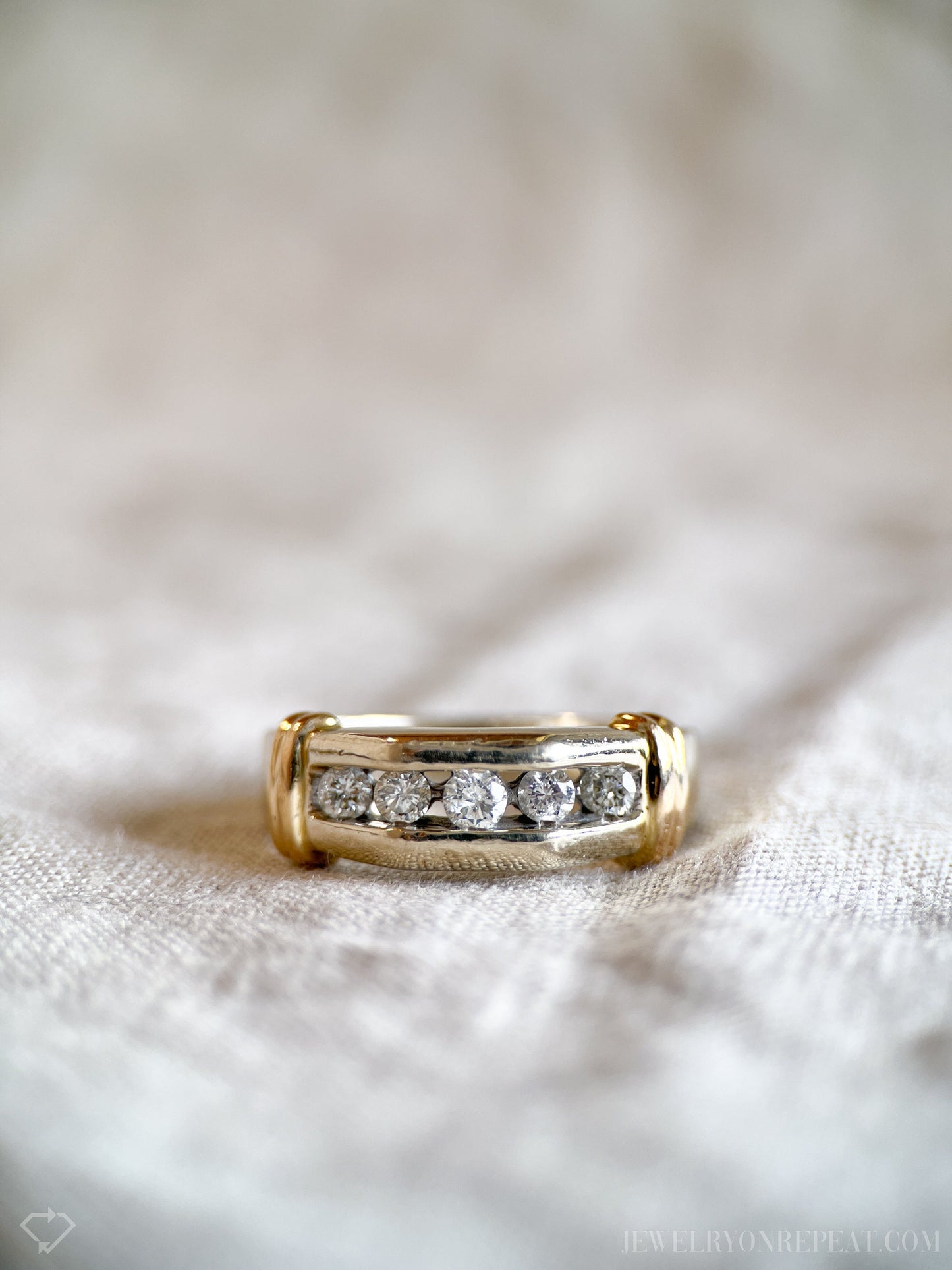 Vintage Men's Diamond Wedding Band in 14k White Gold