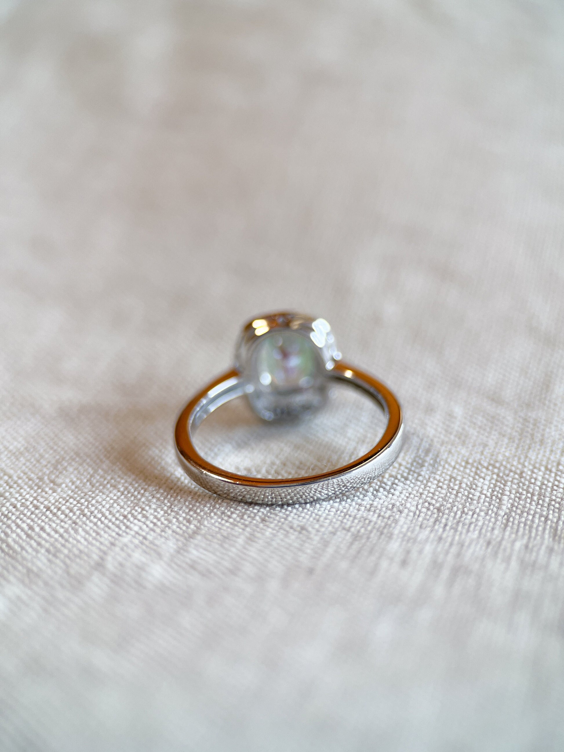 Vintage Mystic Topaz Gemstone Halo Ring in 14k White Gold, Retro Jewelry from the 1990s - Timeless, Sustainable, @JewelryOnRepeat