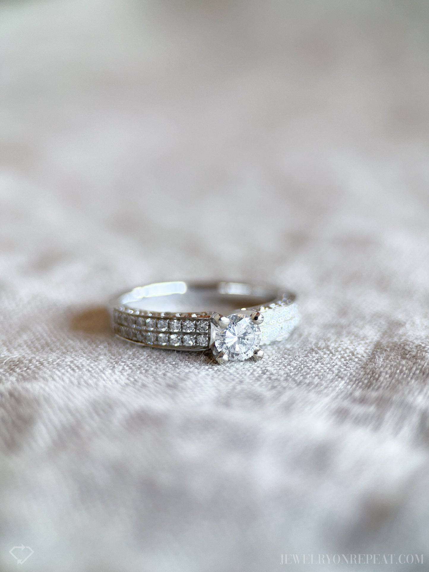Vintage Pave Diamond Engagement Ring 14k White Gold, Retro Jewelry from the 2000s - Timeless, Sustainable, @JewelryOnRepeat