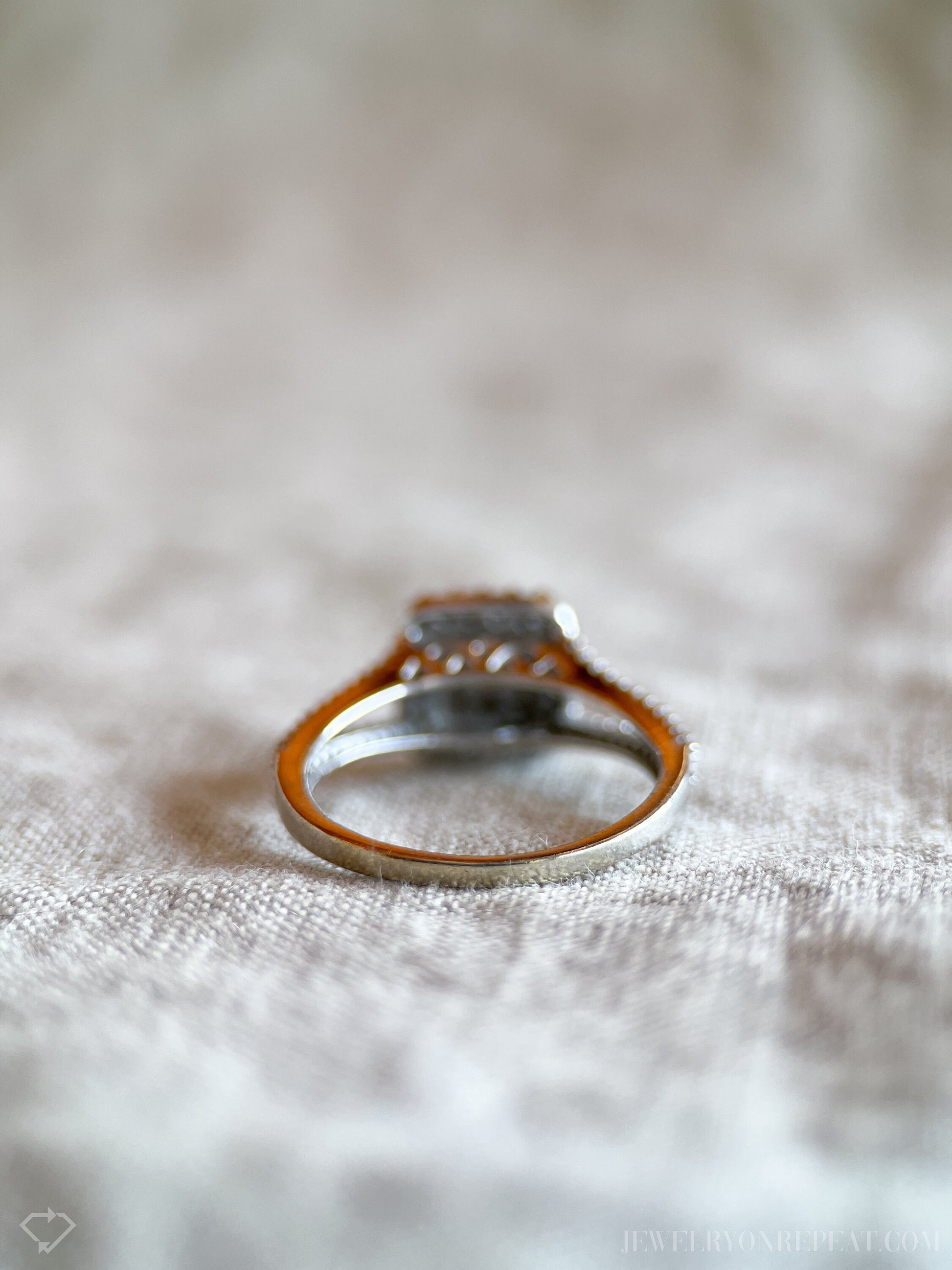 Vintage Diamond Halo Engagement Ring in 10k White Gold, Retro Jewelry from the 1990s - Timeless, Sustainable, @JewelryOnRepeat