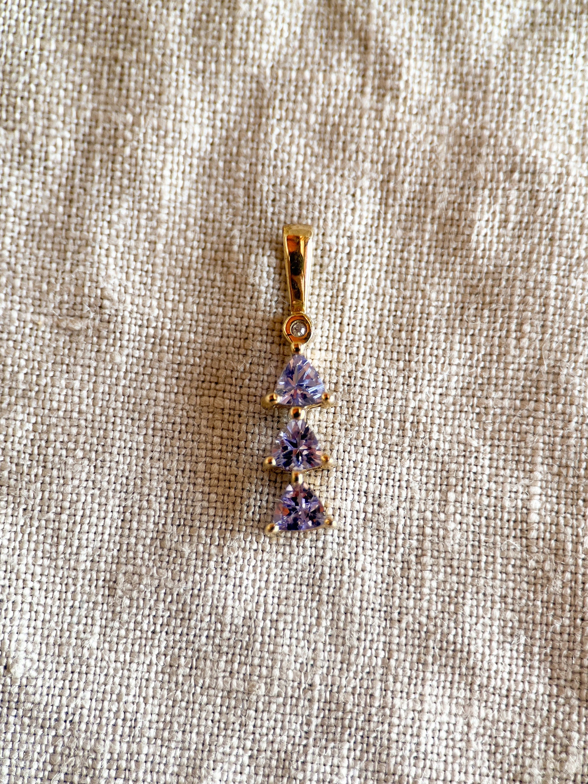 Vintage Tanzanite Three Stone Pendant in 10k Gold