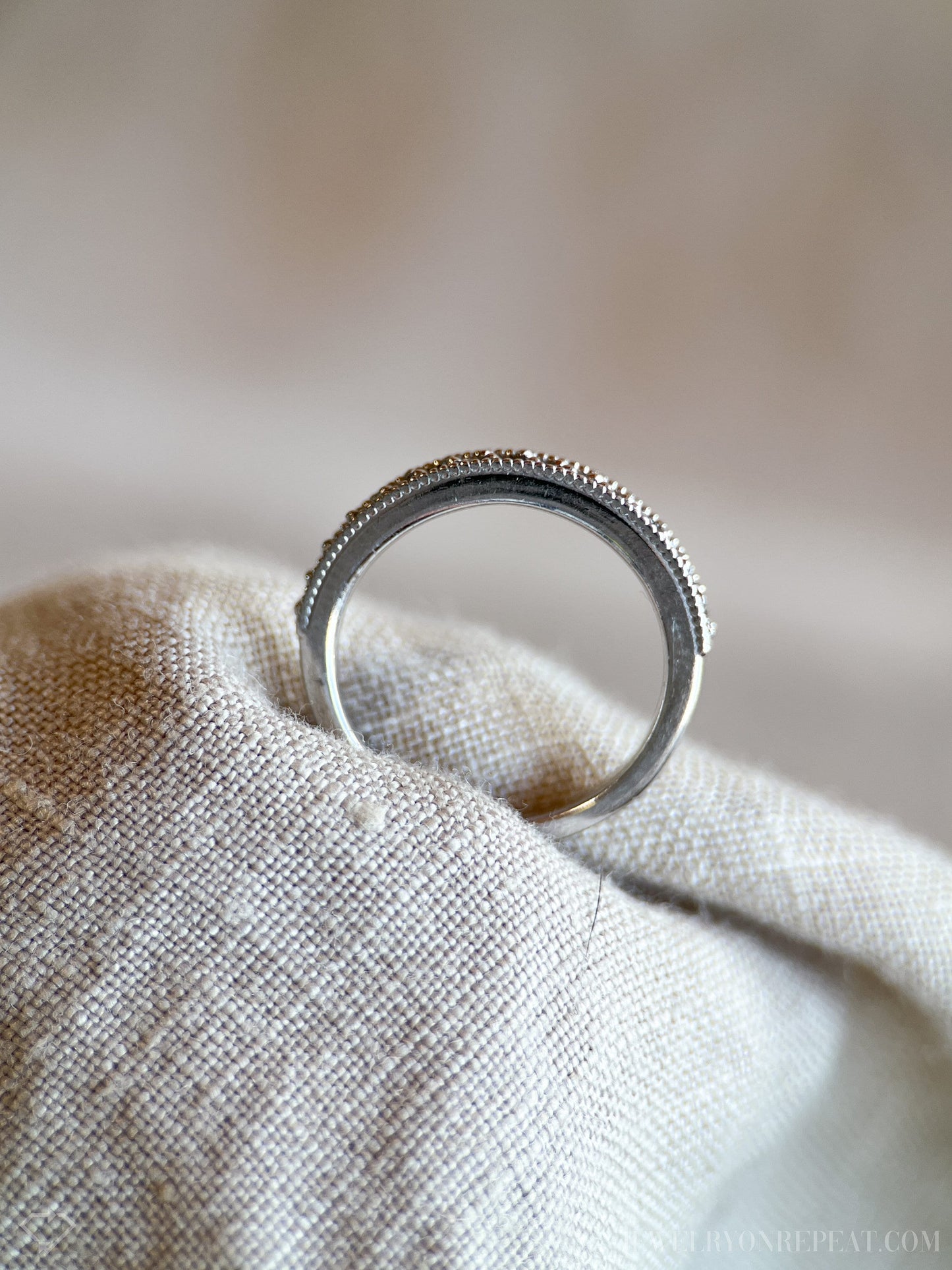 Vintage Diamond Wedding Band in 14k White Gold