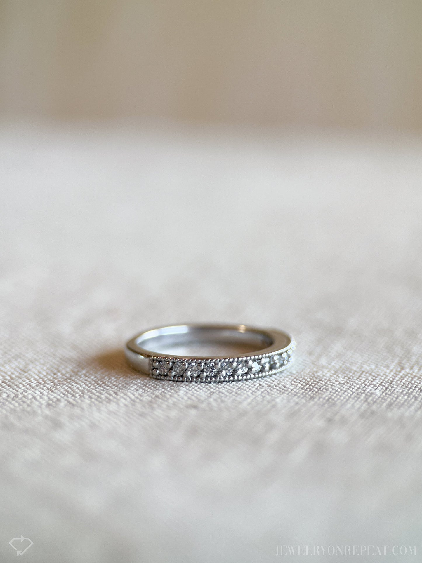 Vintage Diamond Wedding Band in 14k White Gold