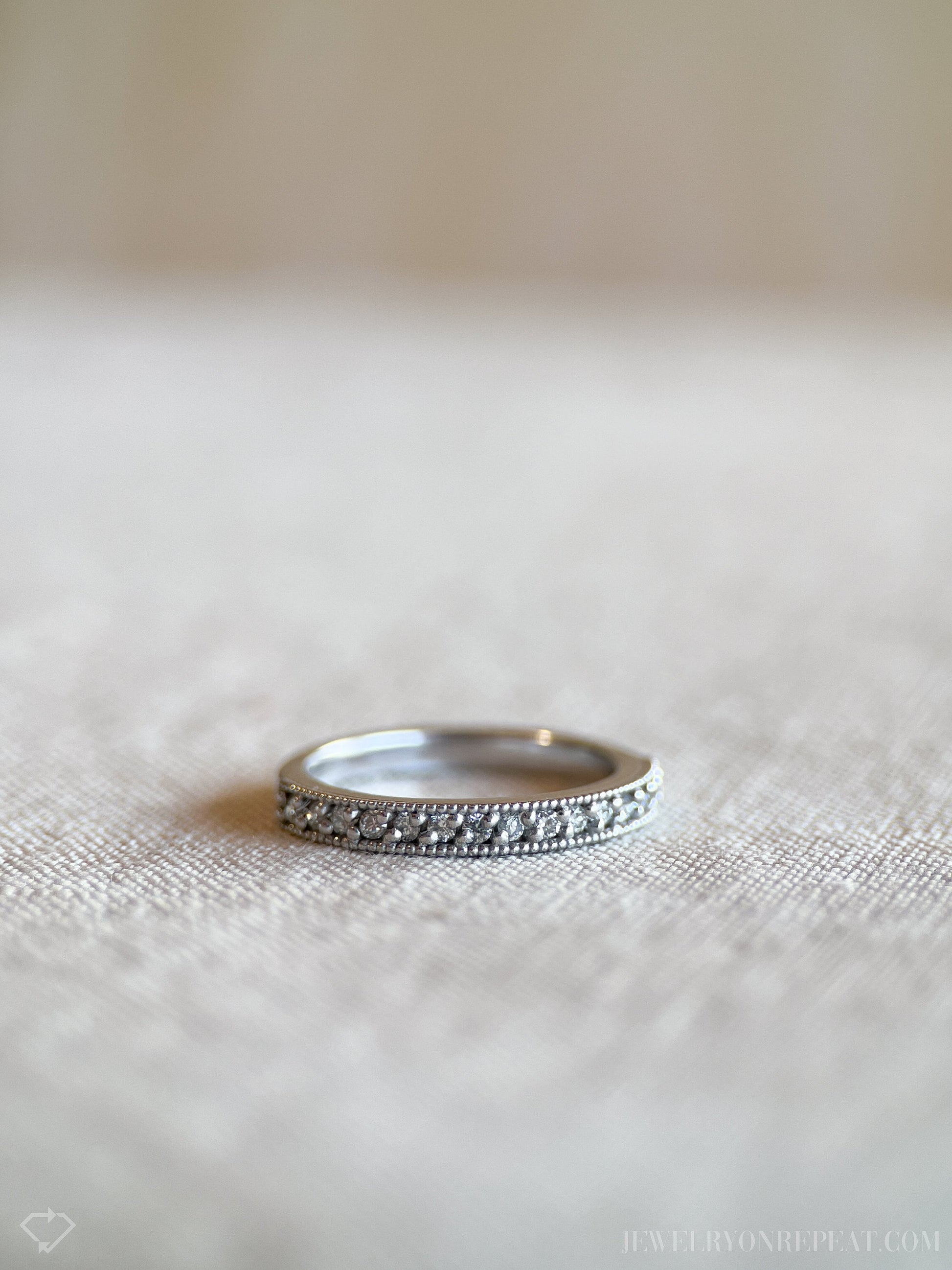 Vintage Diamond Wedding Band in 14k White Gold