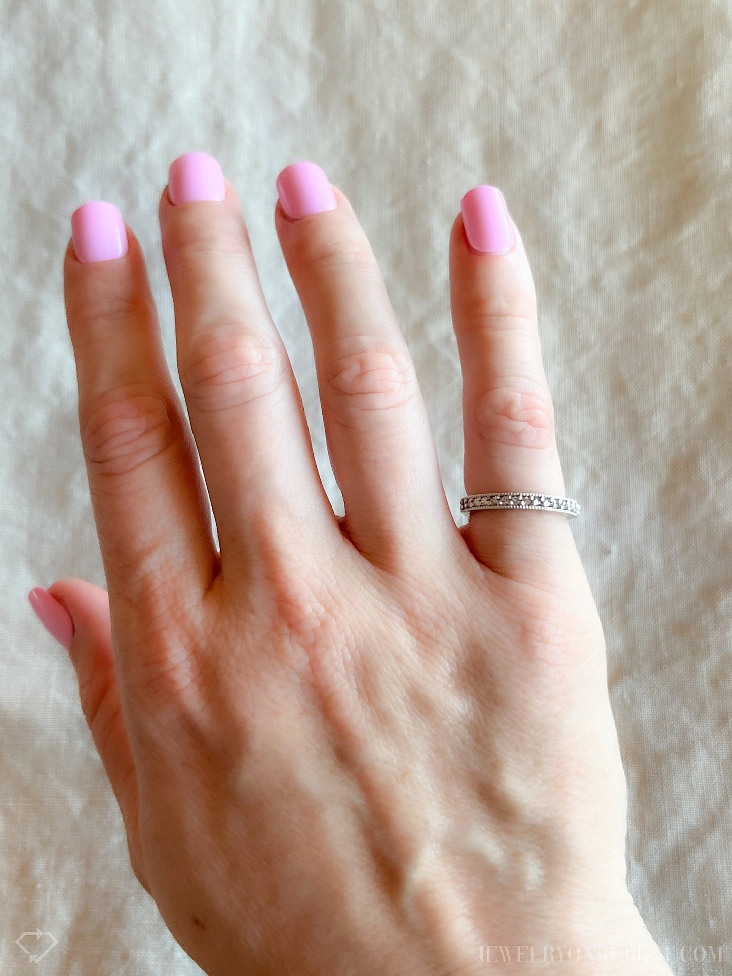 Vintage Diamond Wedding Band in 14k White Gold