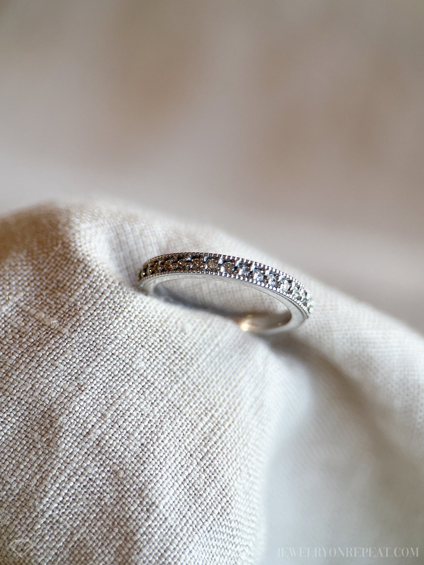 Vintage Diamond Wedding Band in 14k White Gold