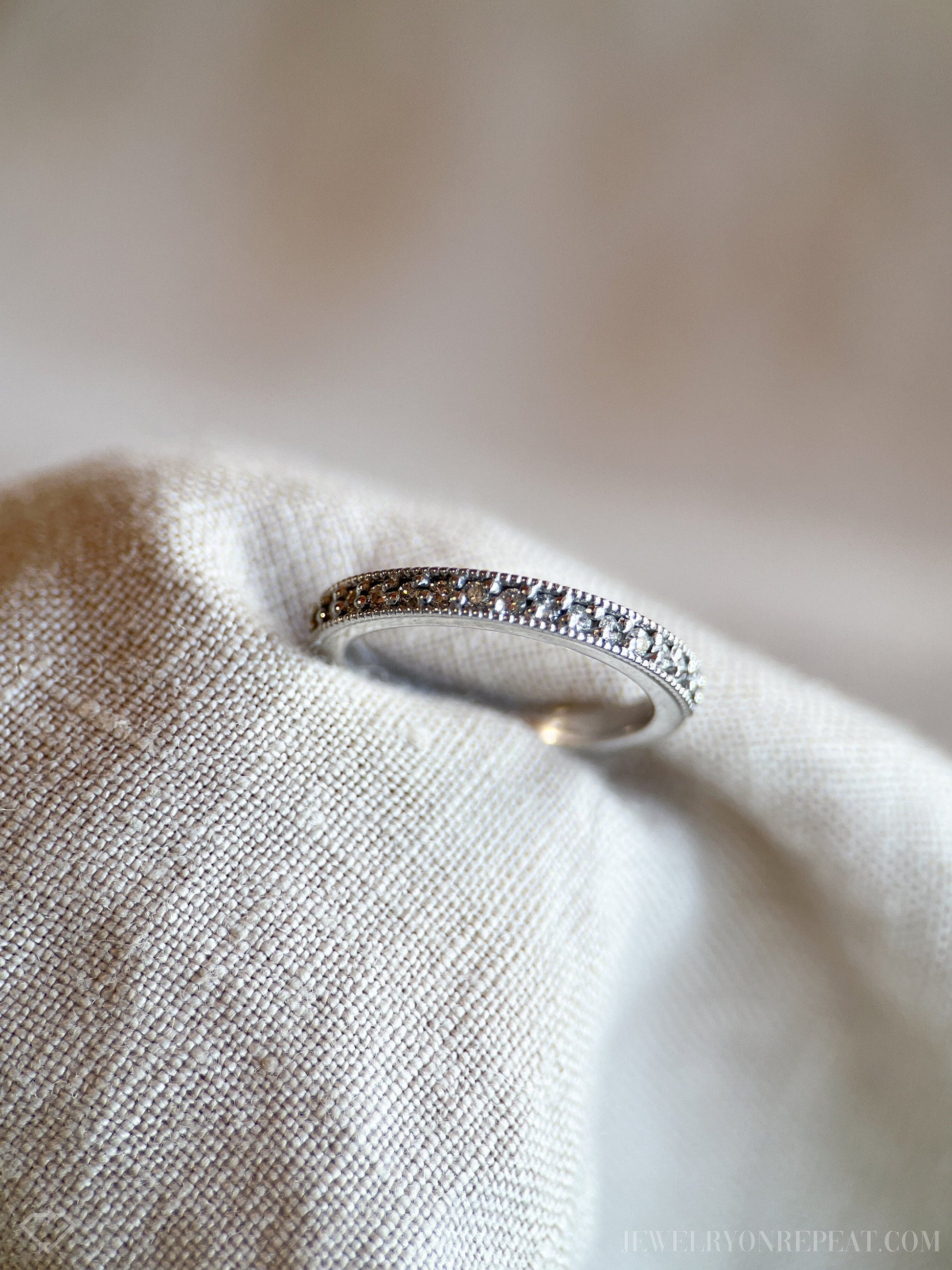 Vintage Diamond Wedding Band in 14k White Gold