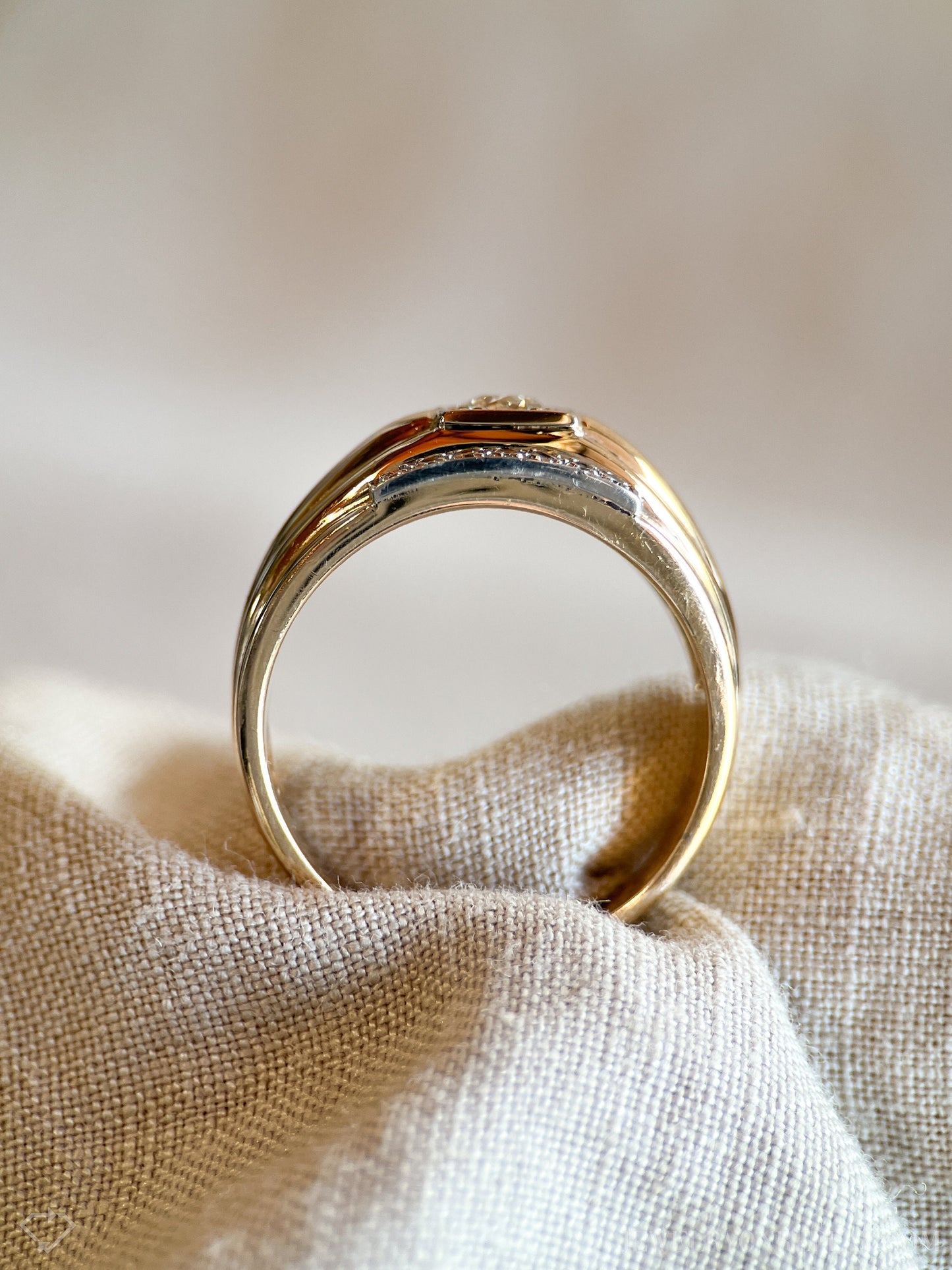 Vintage Mens Diamond Statement Wedding Ring in 10k Gold
