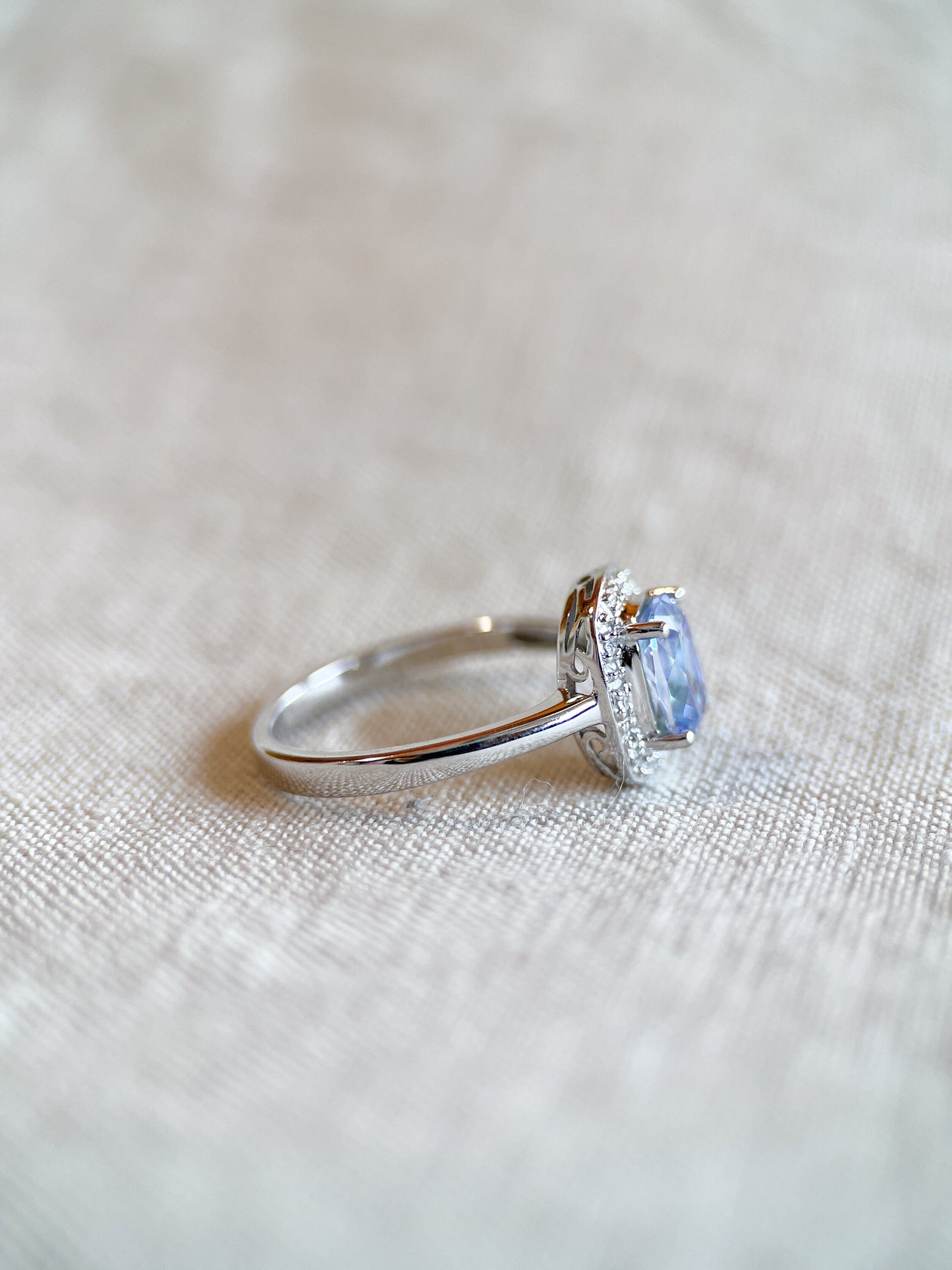 Vintage Mystic Topaz Gemstone Halo Ring in 14k White Gold, Retro Jewelry from the 1990s - Timeless, Sustainable, @JewelryOnRepeat