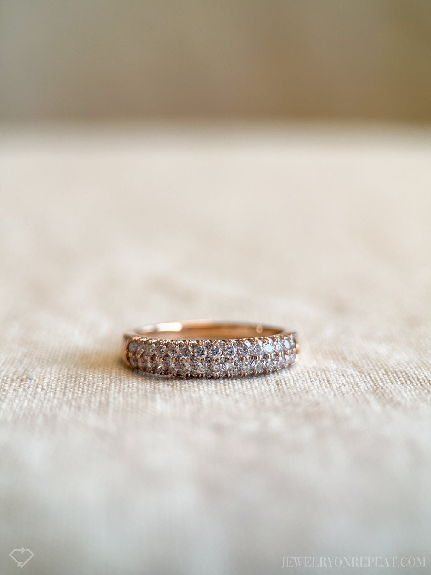 Vintage Diamond Pave Wedding Band in 14k Rose Gold