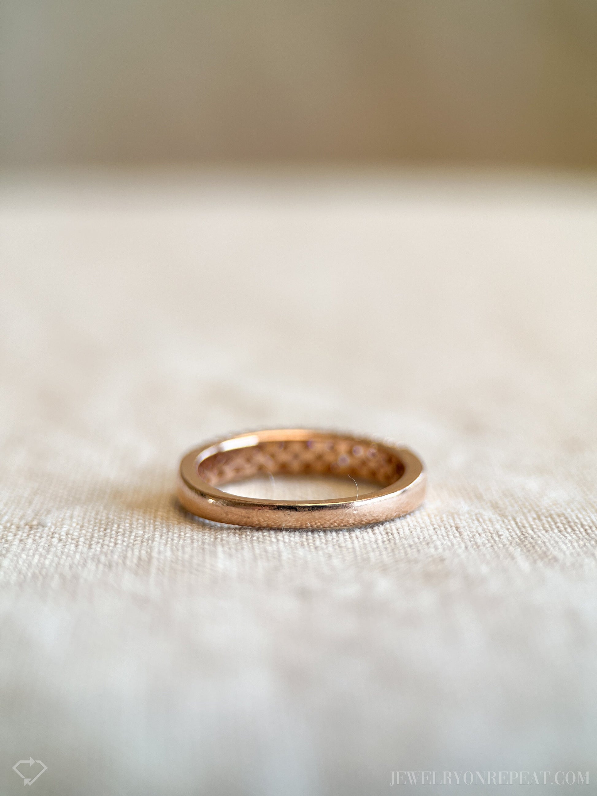 Vintage Diamond Pave Wedding Band in 14k Rose Gold