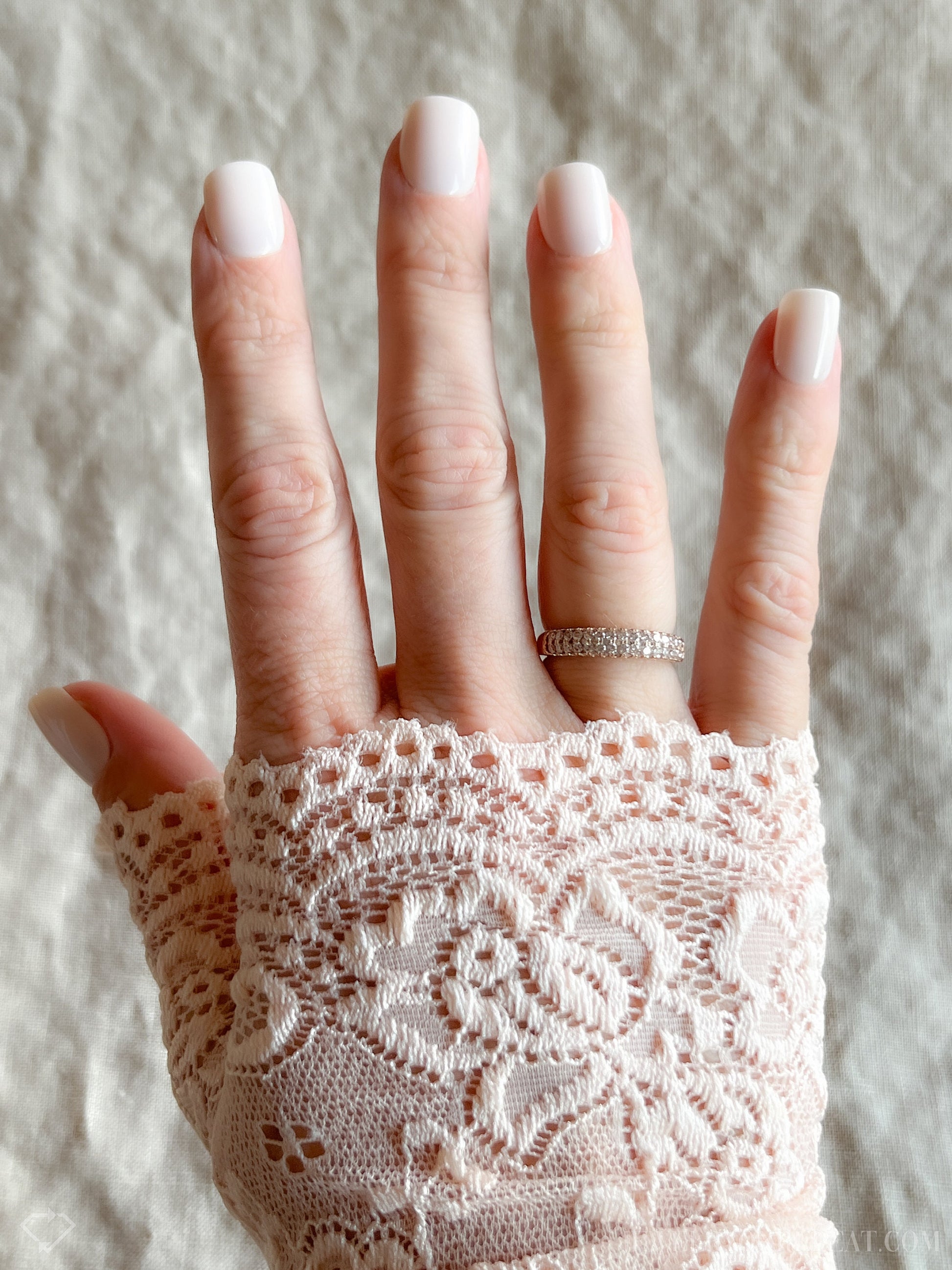 Vintage Diamond Pave Wedding Band in 14k Rose Gold