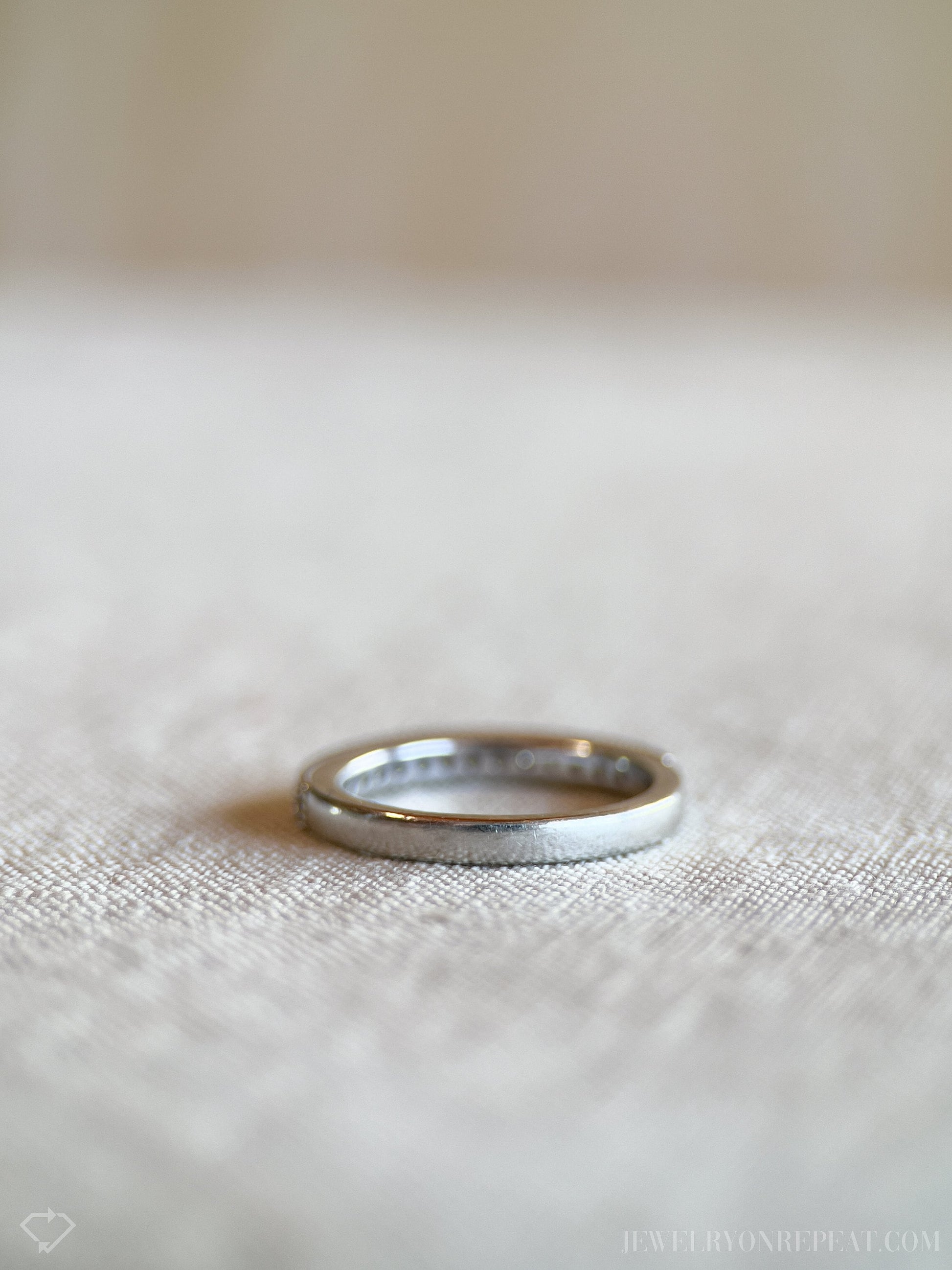 Vintage Diamond Wedding Band in 14k White Gold