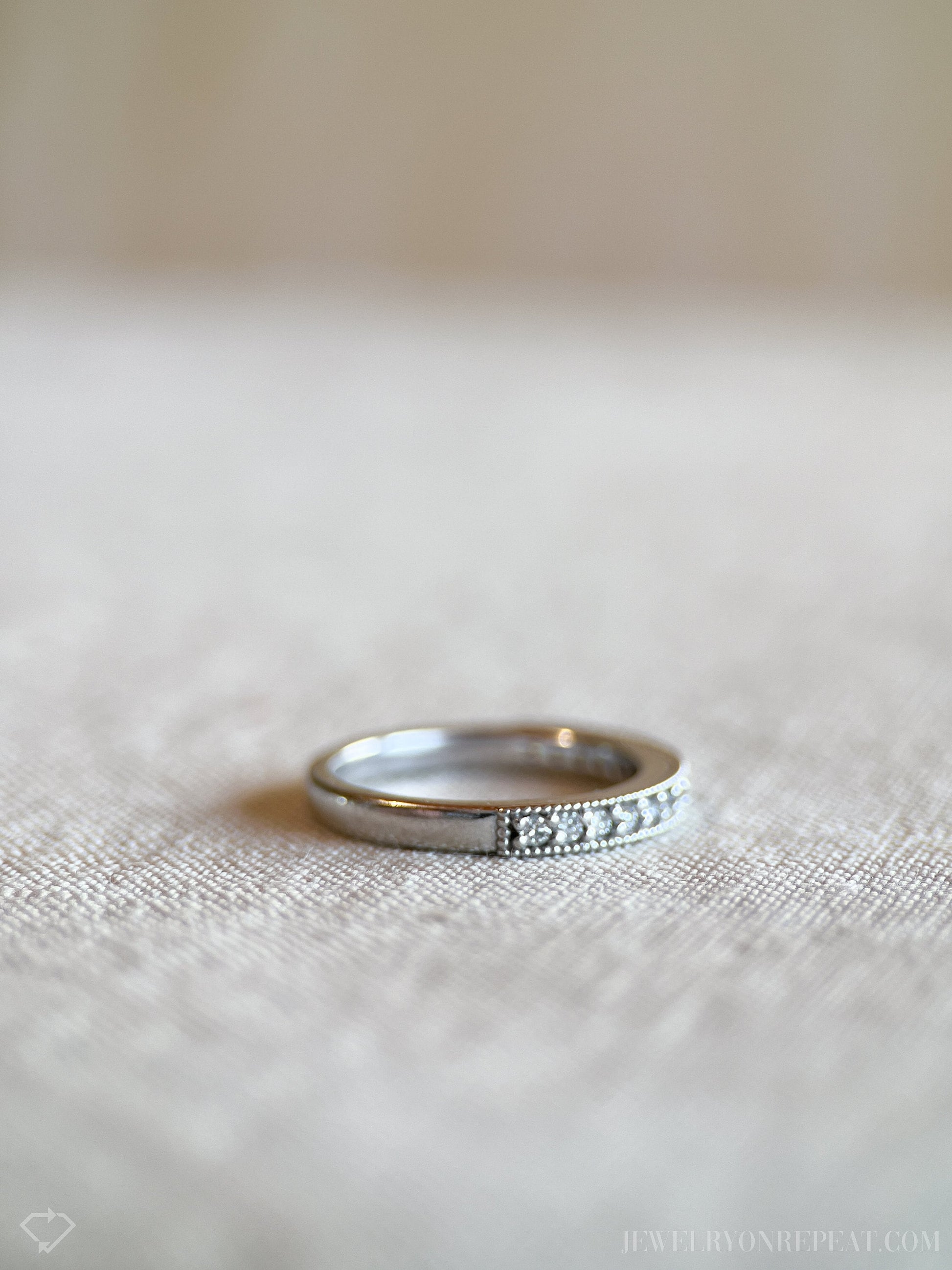 Vintage Diamond Wedding Band in 14k White Gold