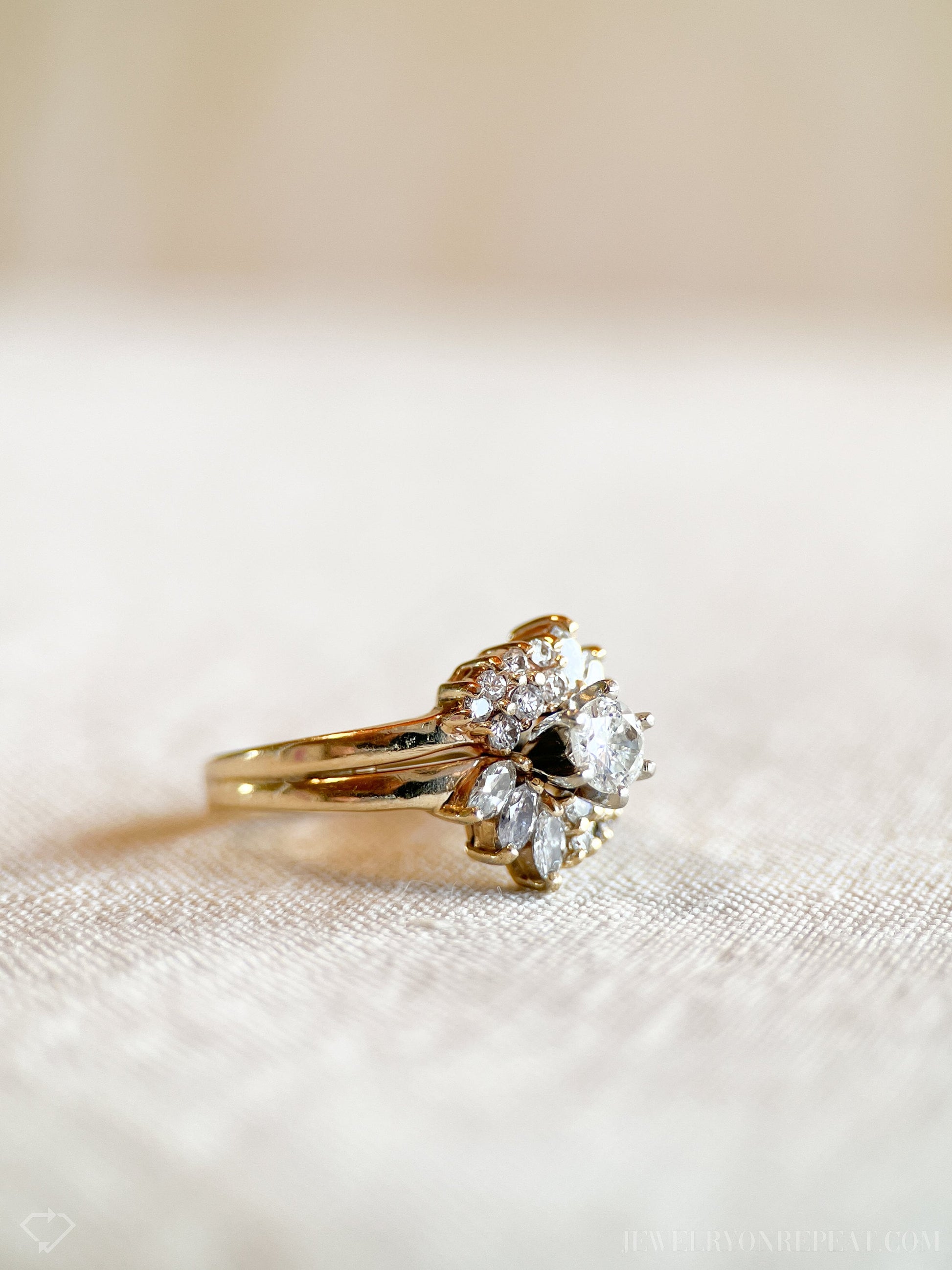 Vintage Diamond Engagement Ring in 14k Gold, Retro Jewelry from the 1990s - Timeless, Sustainable, @JewelryOnRepeat