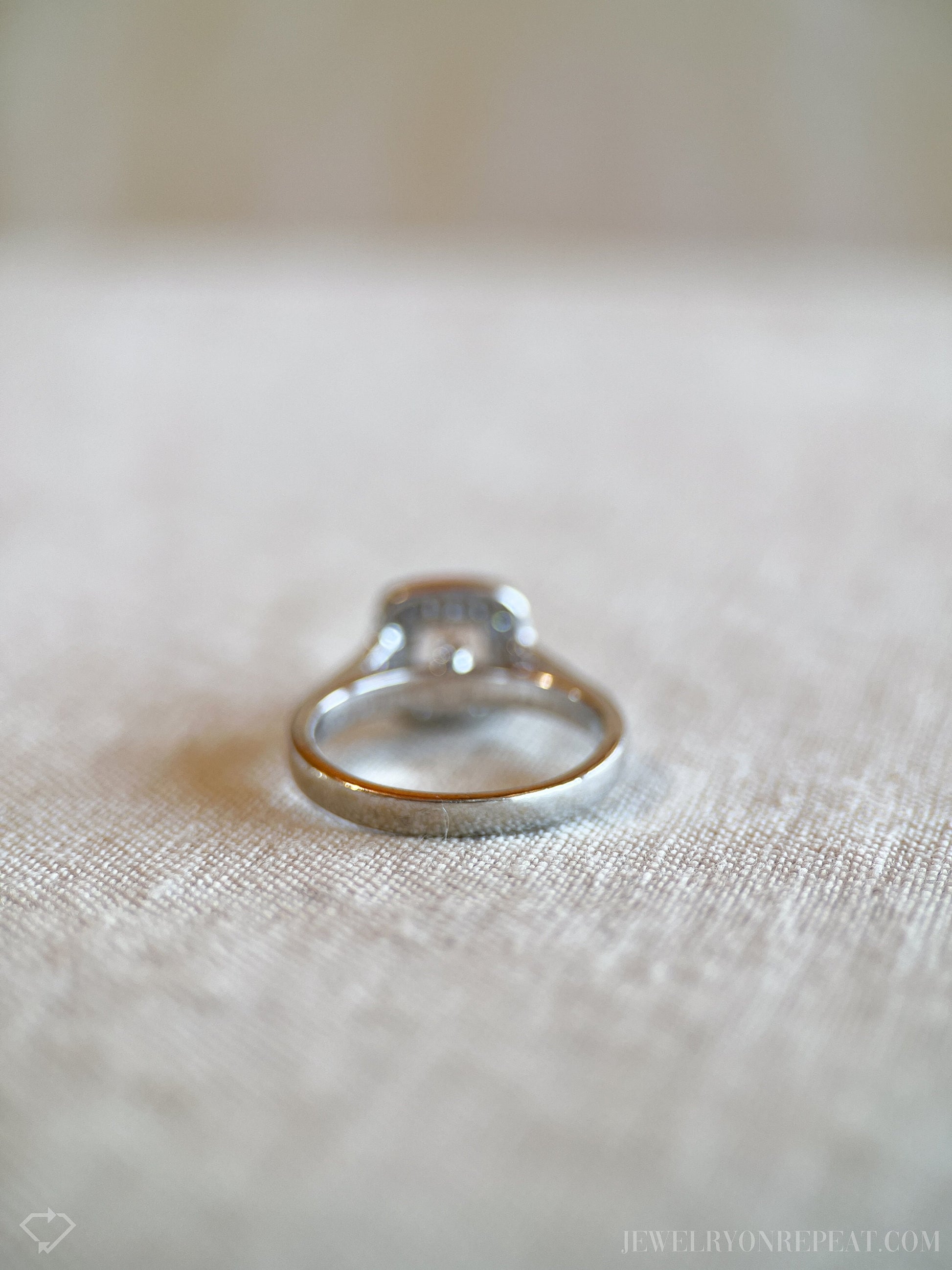 Vintage Morganite Halo Engagement Ring in 14k White Gold, Retro Jewelry from the 1990s - Timeless, Sustainable, @JewelryOnRepeat