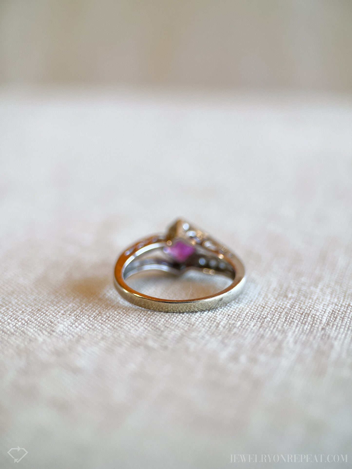 Vintage Pink Sapphire Gemstone Ring in 10k White Gold, Retro Jewelry from the 1990s - Timeless, Sustainable, @JewelryOnRepeat