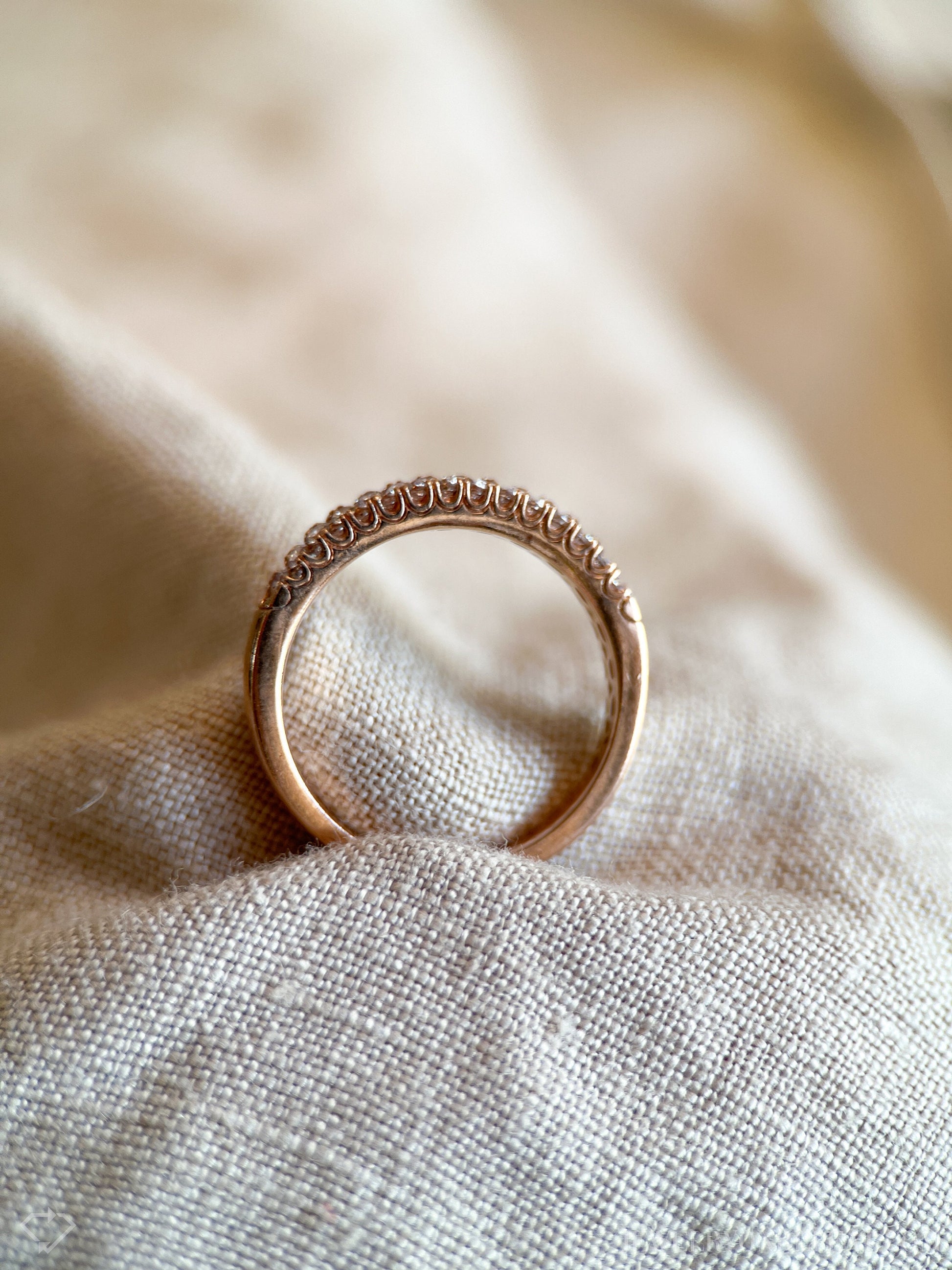 Vintage Diamond Pave Wedding Band in 14k Rose Gold