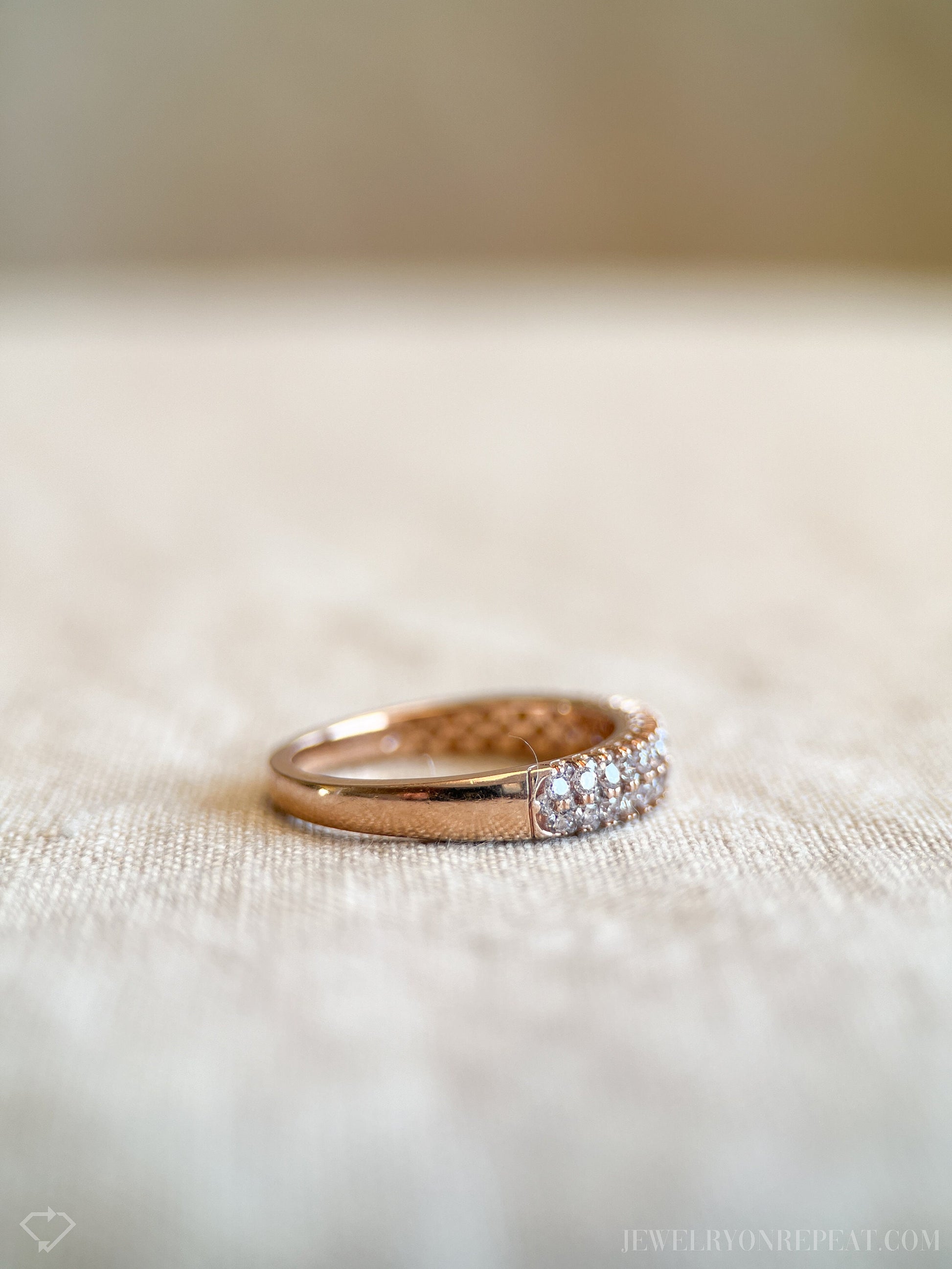 Vintage Diamond Pave Wedding Band in 14k Rose Gold