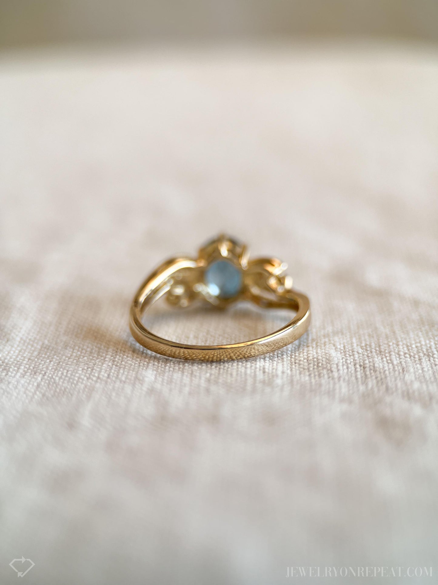 Vintage Blue Topaz and Diamond Ring in 10k Gold, Retro Jewelry from the 1990s - Timeless, Sustainable, @JewelryOnRepeat