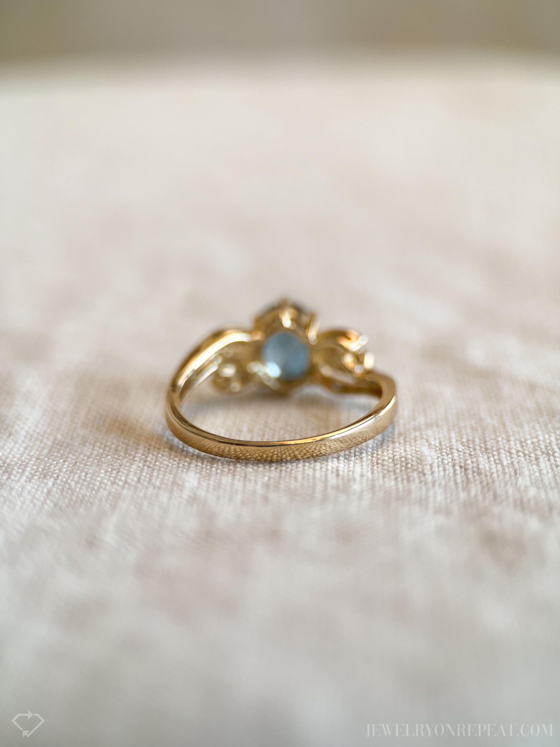 Vintage Blue Topaz and Diamond Ring in 10k Gold, Retro Jewelry from the 1990s - Timeless, Sustainable, @JewelryOnRepeat